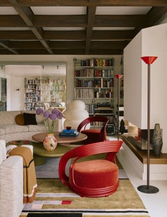 1980s Floor Lamp Memphis Milano Red Black Postmodern Ettore Sottsass Style