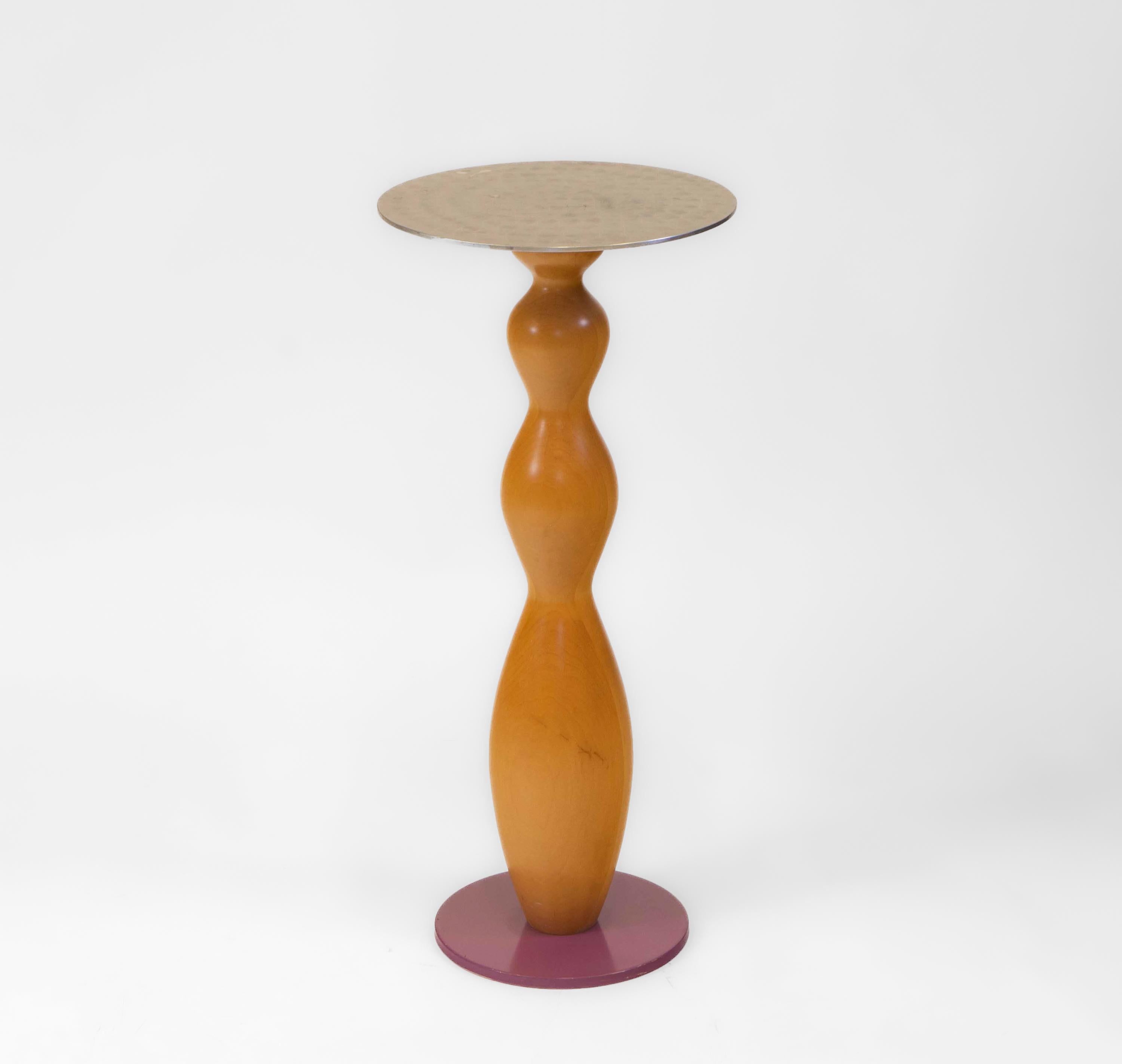  Memphis Milano Cleopatra Side Table Pedestal Designed By Marco Zanuso Jr 1987 In Good Condition For Sale In Norwich, GB