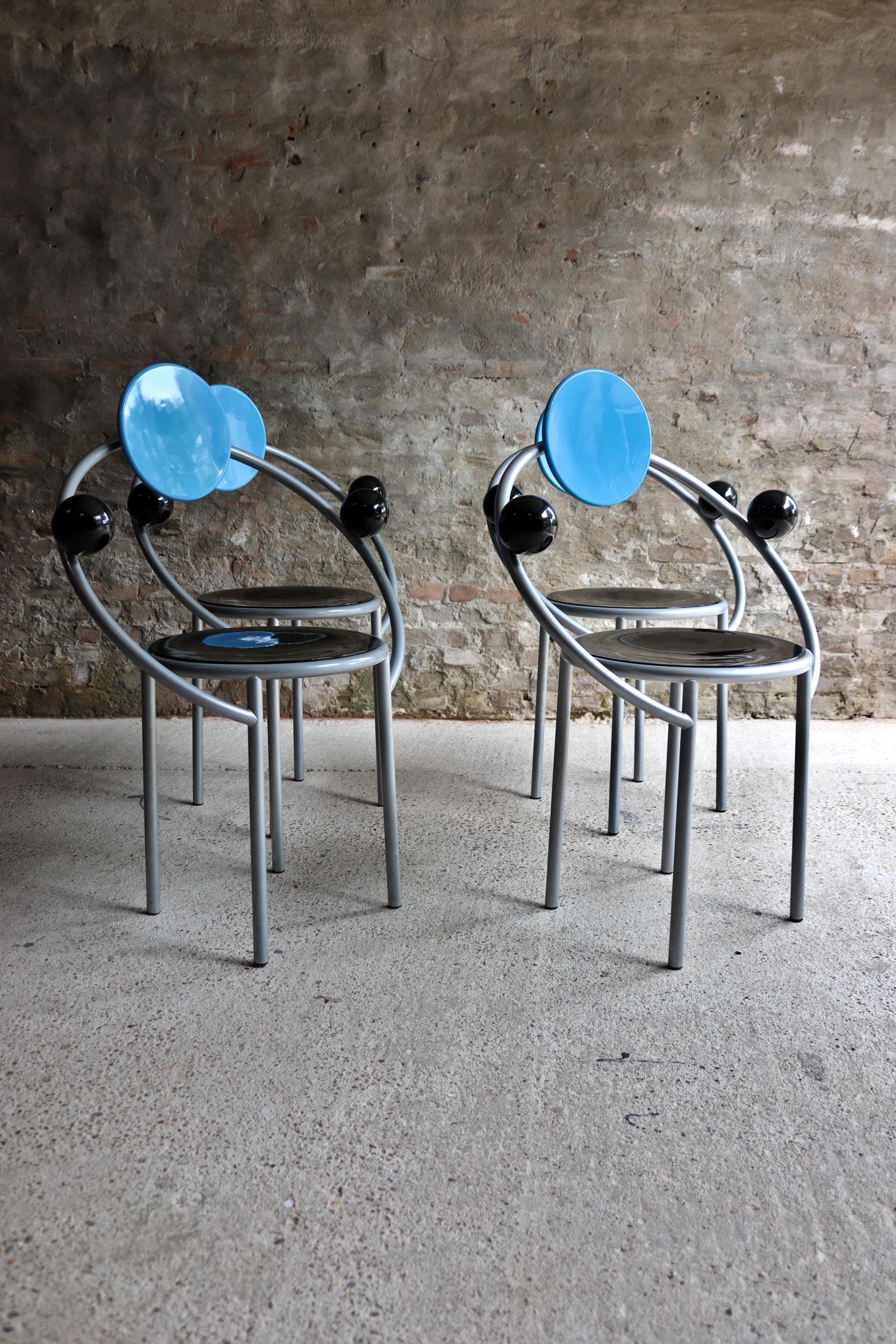 Italian Memphis Milano, First Chair, Set of 4, Michele De Lucchi, 1983 For Sale