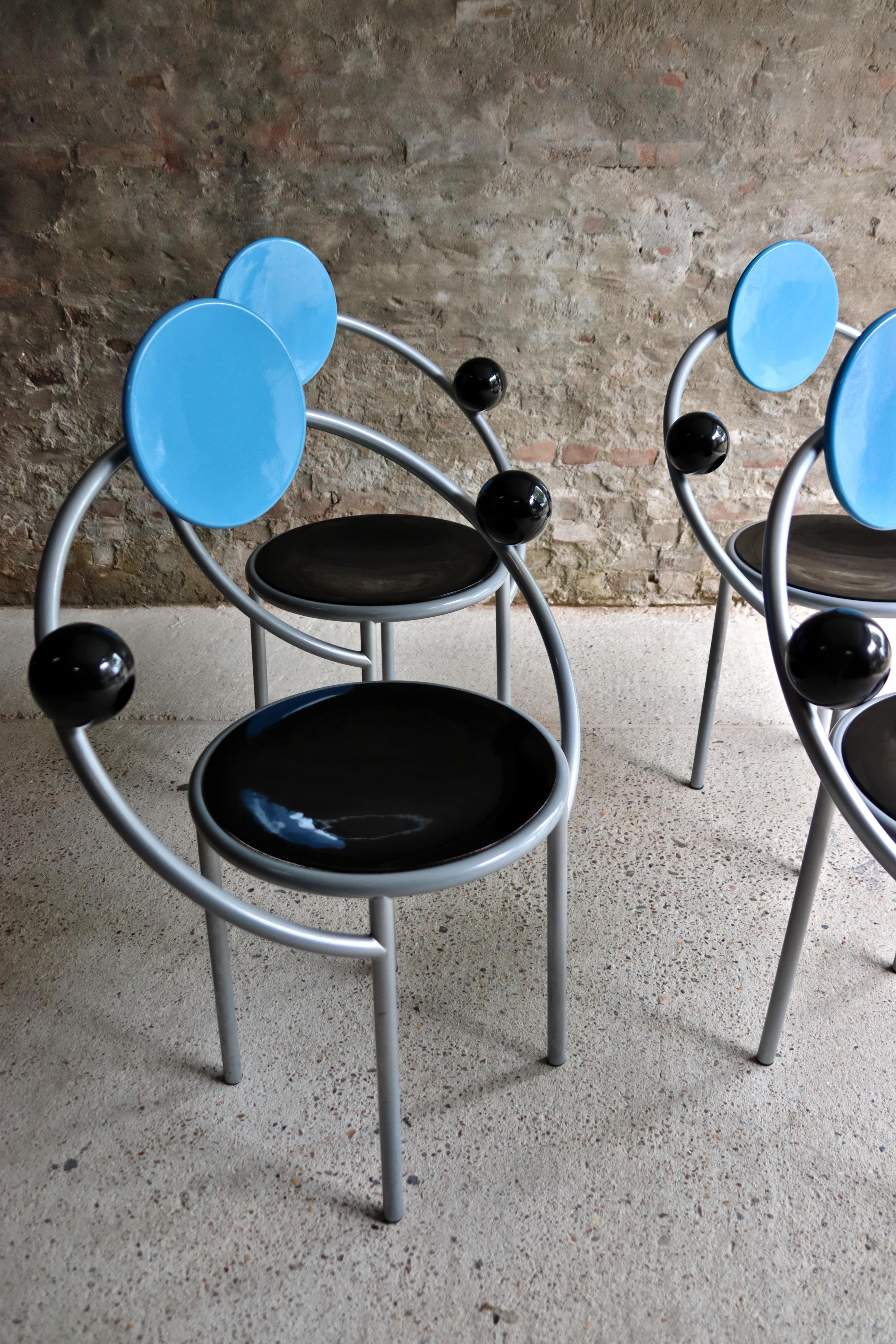 Memphis Milano, First Chair, Set of 4, Michele De Lucchi, 1983 In Good Condition For Sale In NIEUWKUIJK, NB