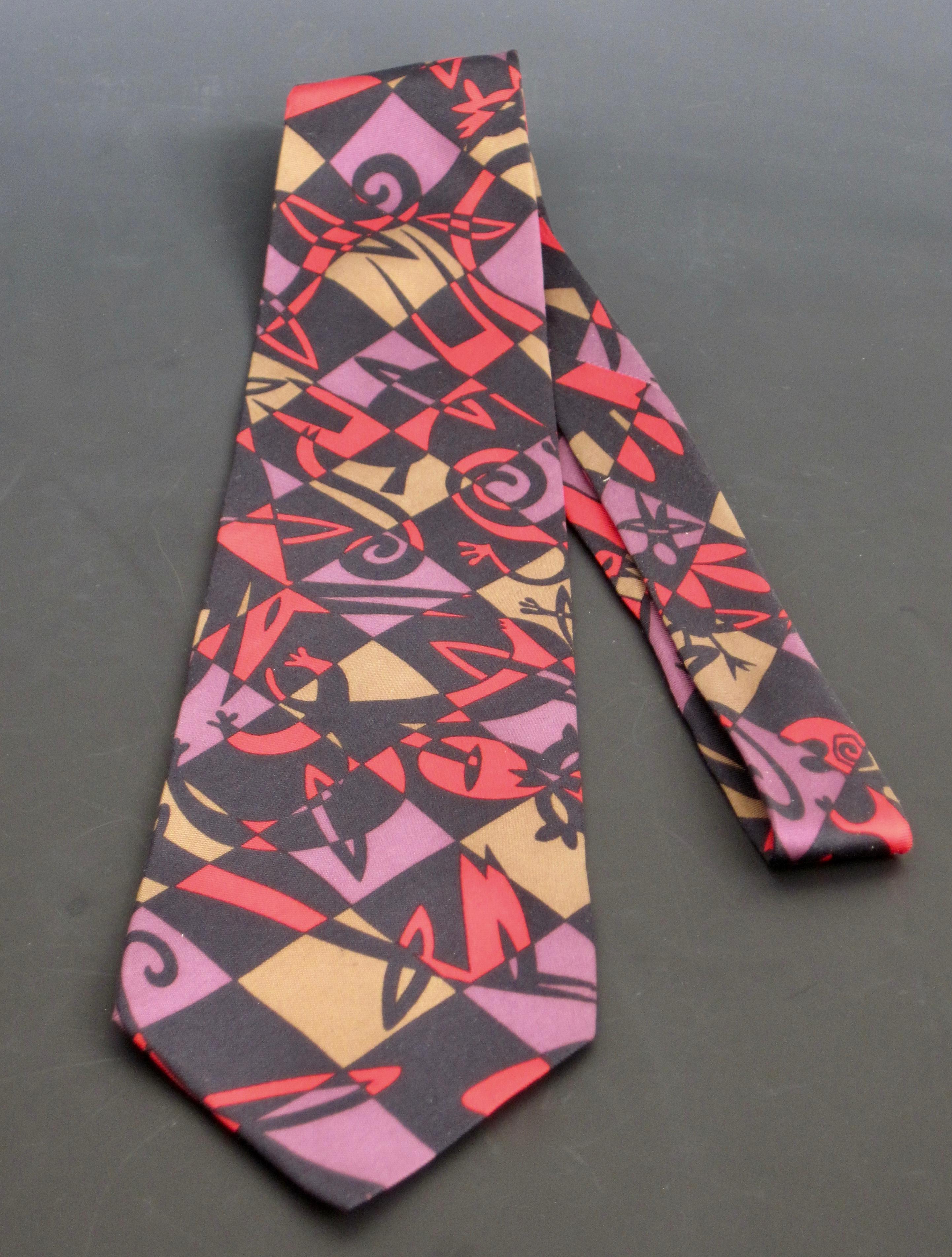 Corbata de seda postmoderna Memphis Milano de Massimo Giacon en Bueno estado para la venta en Ferndale, MI