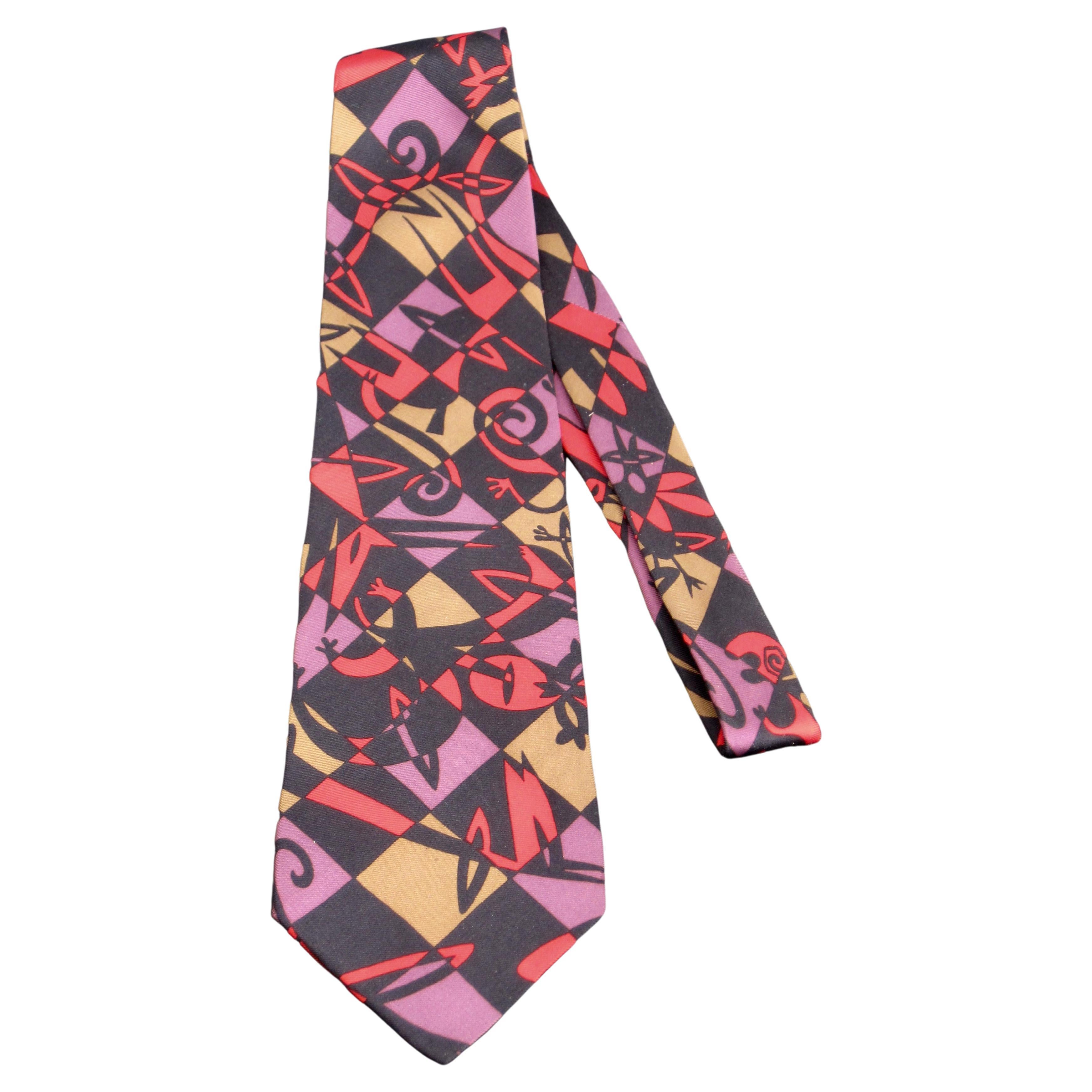 Corbata de seda postmoderna Memphis Milano de Massimo Giacon en venta