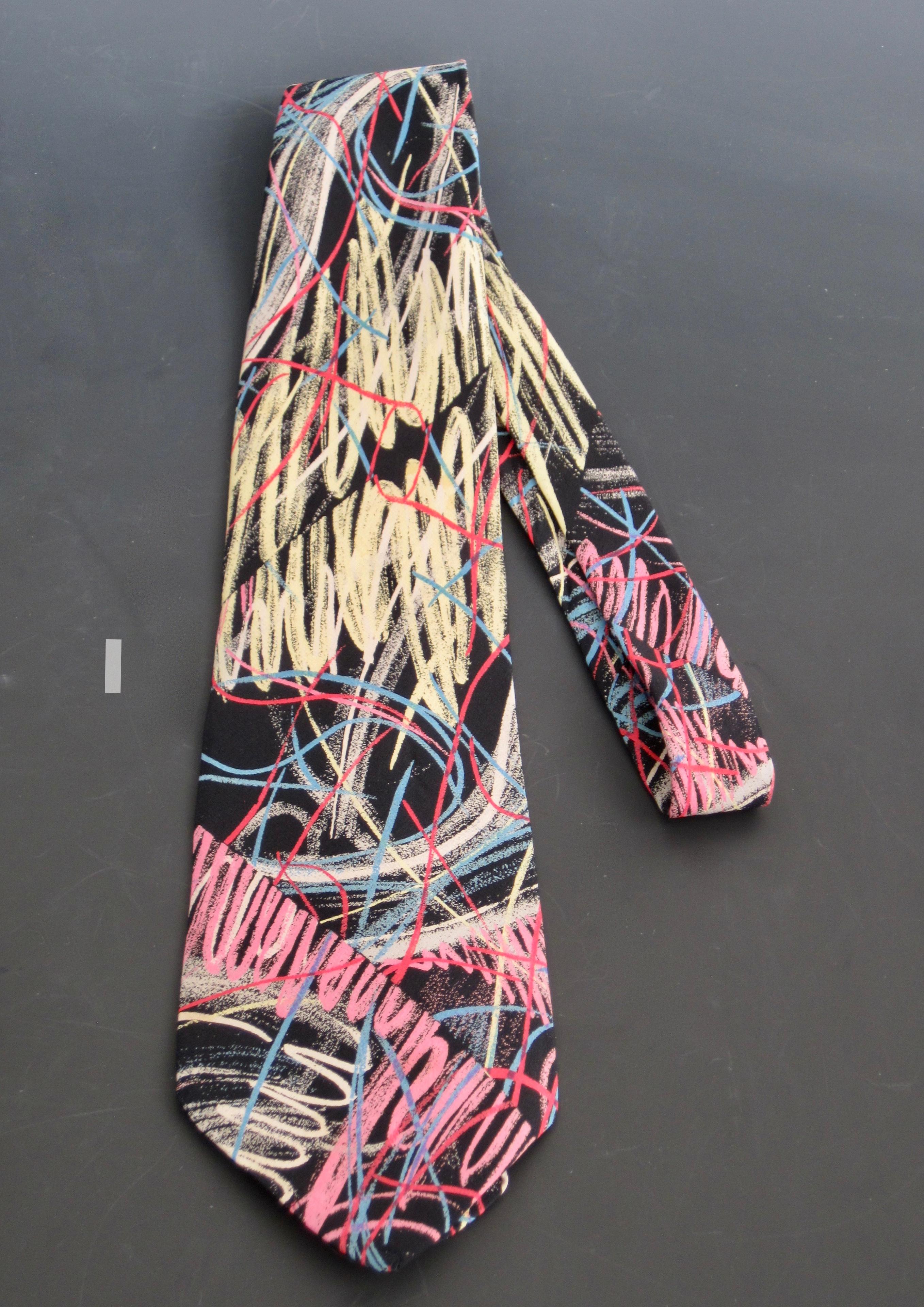 Post-Modern Memphis Milano Postmodern Silk Necktie by Massimo Iosa Ghini For Sale