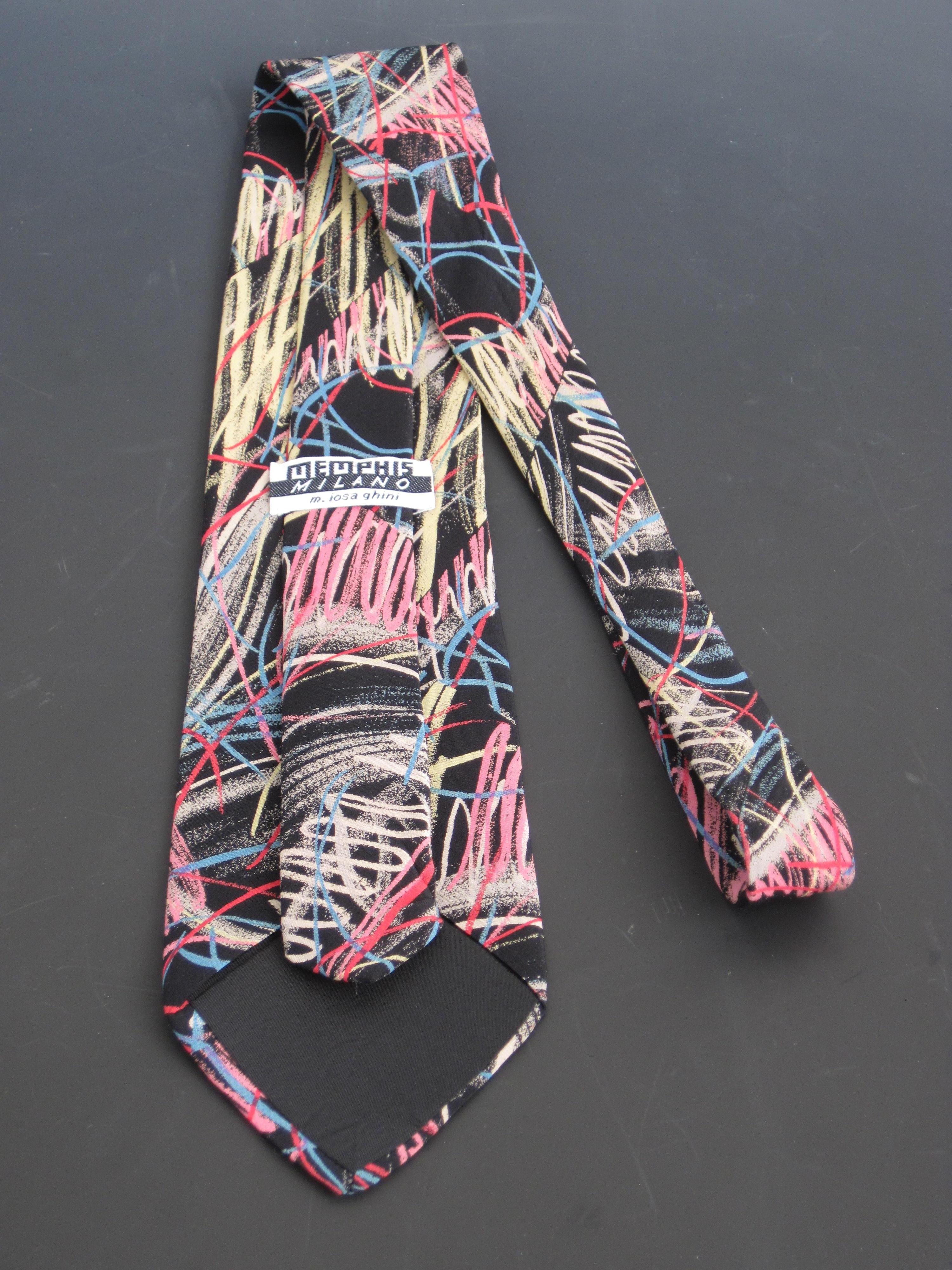 Italian Memphis Milano Postmodern Silk Necktie by Massimo Iosa Ghini For Sale