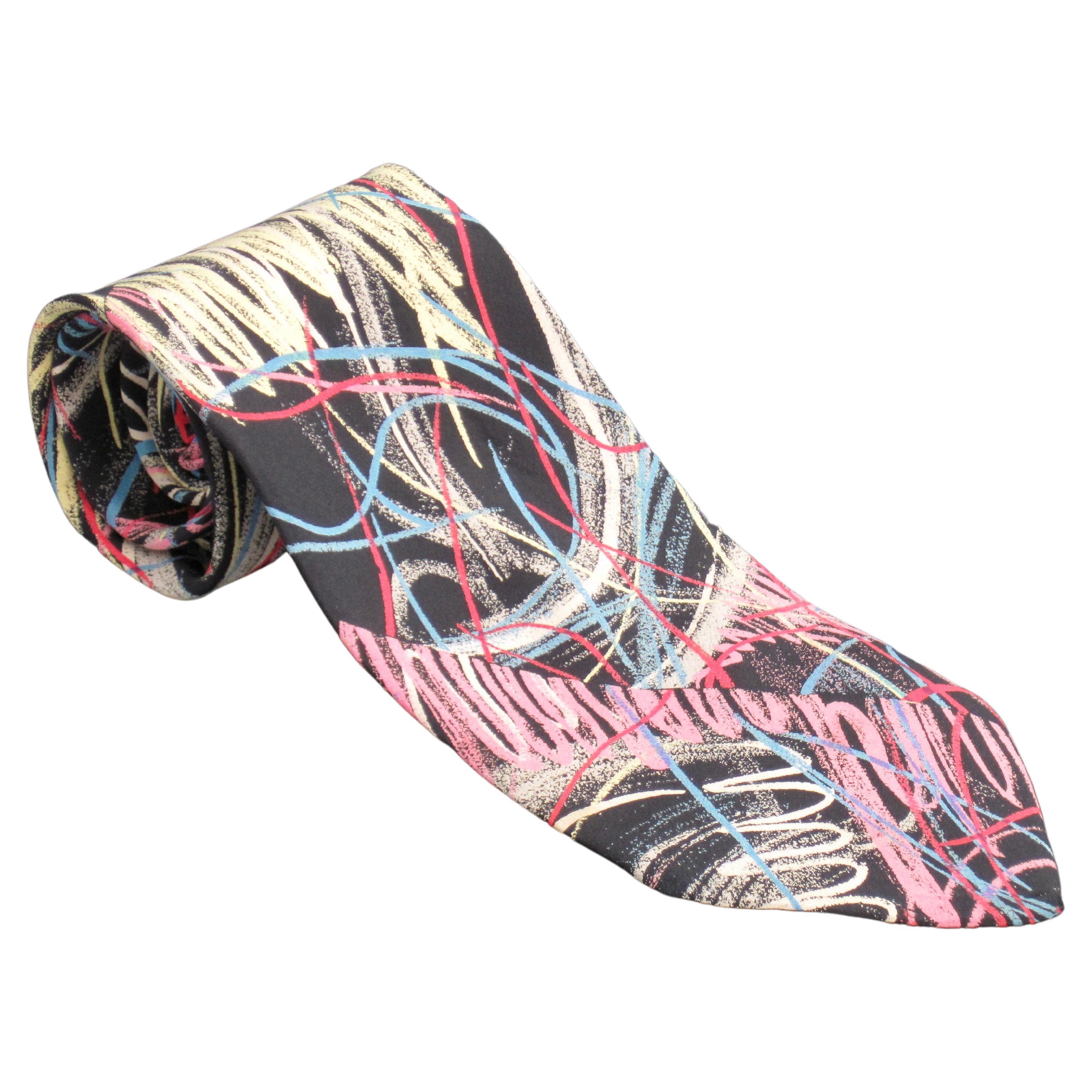 Memphis Milano Postmodern Silk Necktie by Massimo Iosa Ghini For Sale