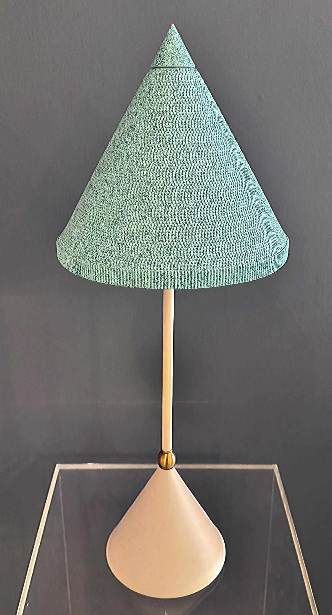 Post-Modern Memphis Milano Style Lamp, Original Cardboard Conical Shade For Sale
