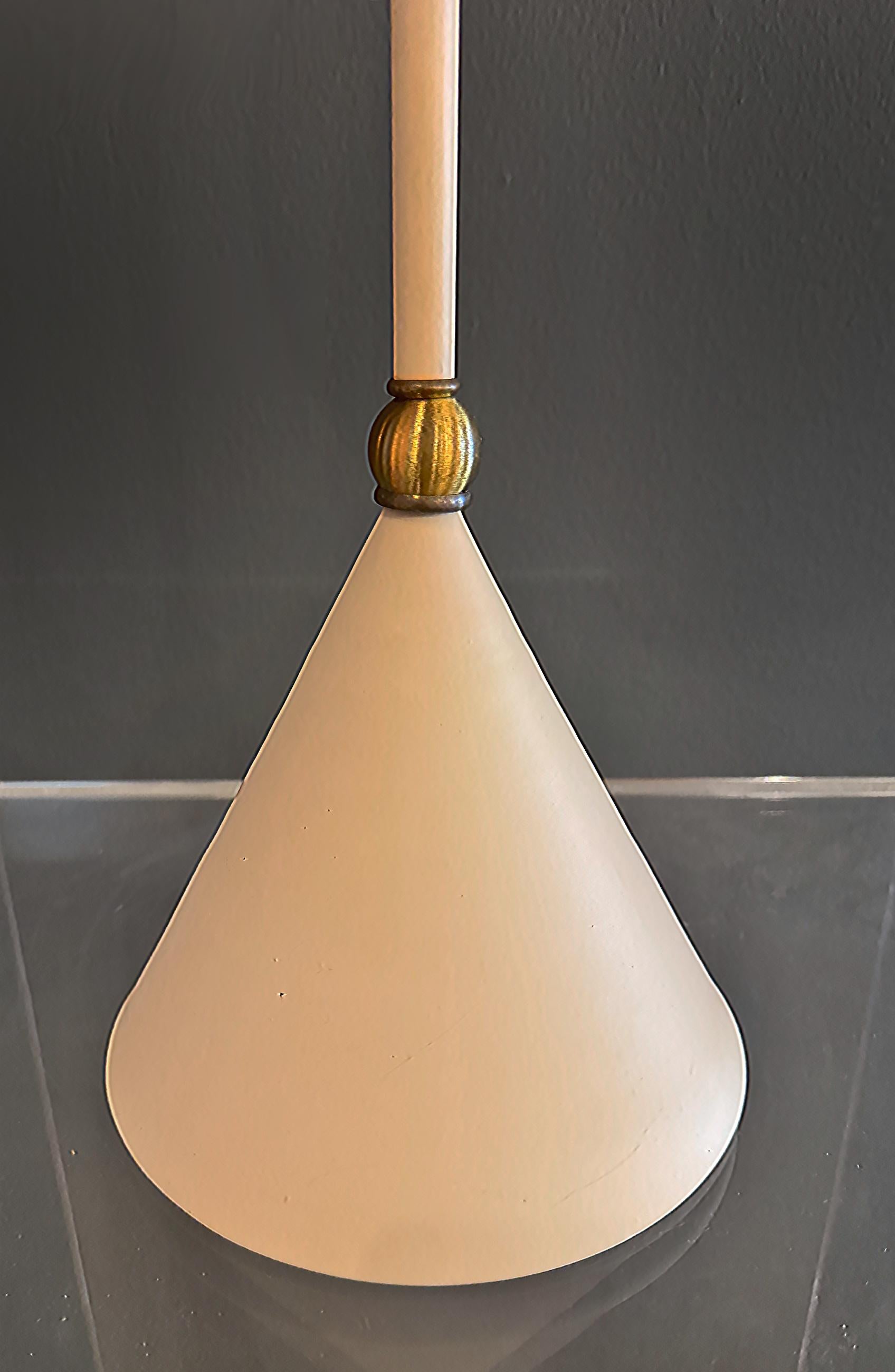 Painted Memphis Milano Style Lamp, Original Cardboard Conical Shade For Sale
