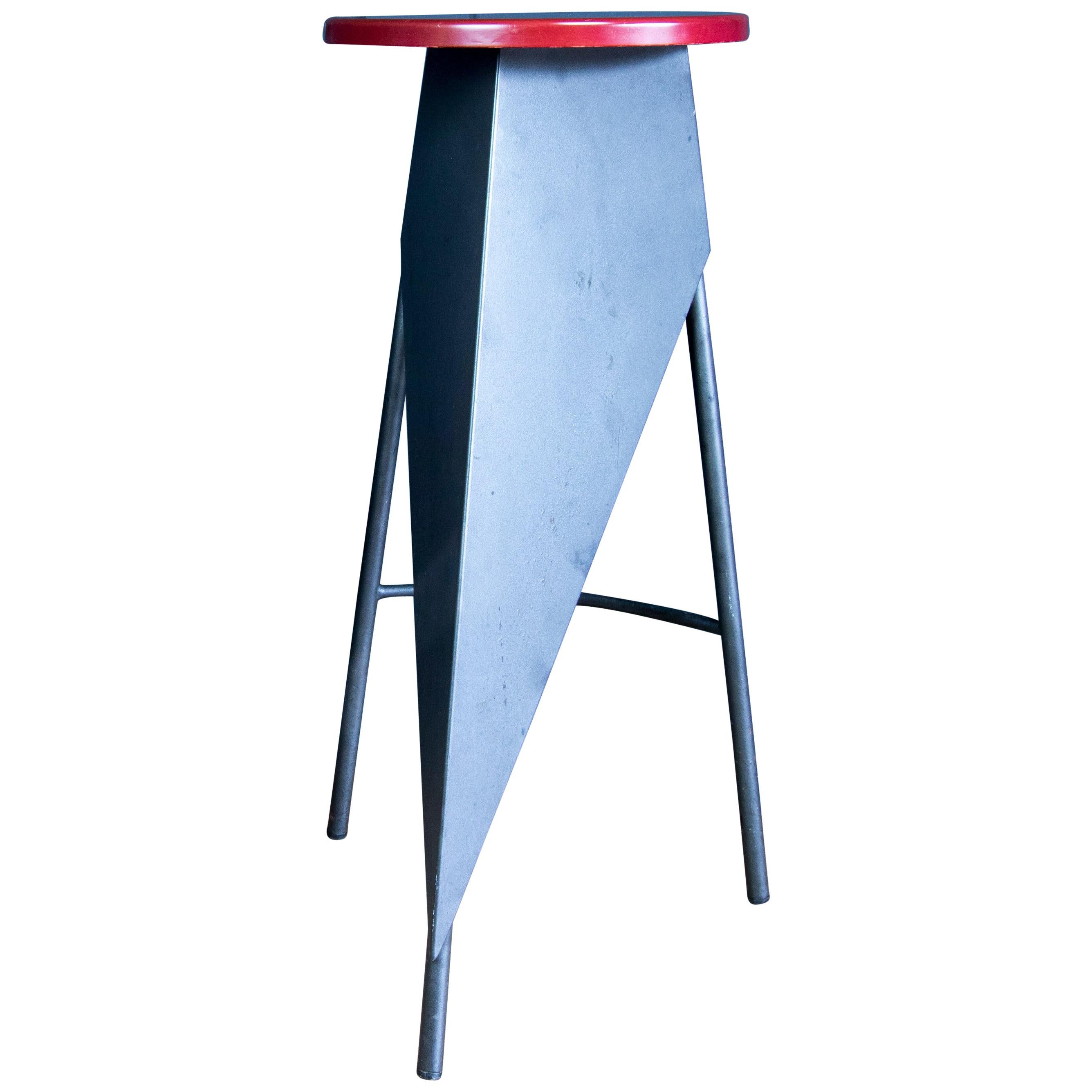 Memphis Milano Style Stool in Black and Red For Sale