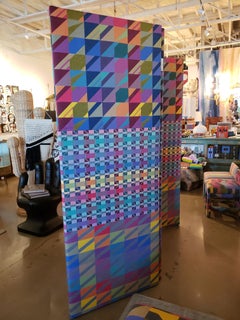 Memphis Multicolored 3-Panel Floor Screen