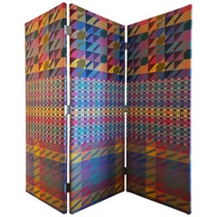 Memphis Multicolored 3-Panel Floor Screen
