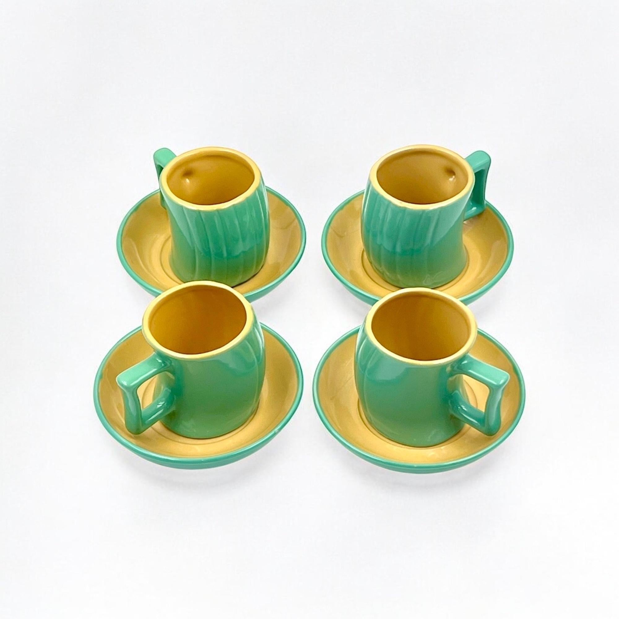 Memphis Naj Oleari Ceramic Tea Set by Massimo Iosa Ghini New Old Stock 1980s (Keramik) im Angebot