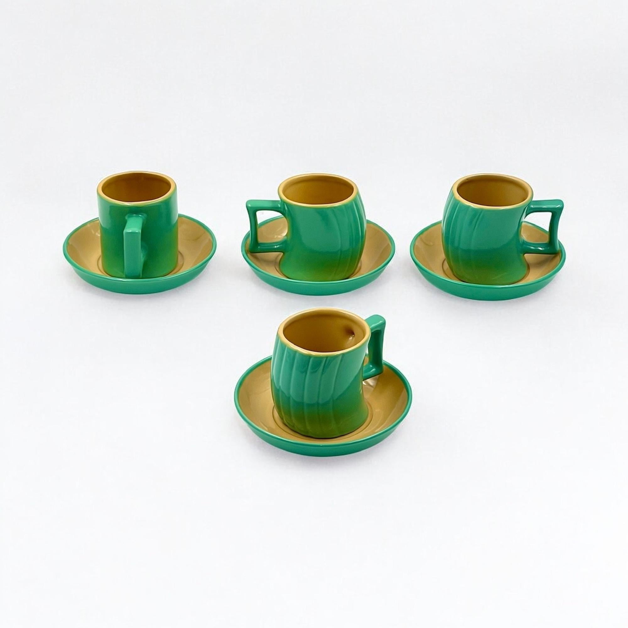 Memphis Naj Oleari Ceramic Tea Set by Massimo Iosa Ghini New Old Stock 1980s im Angebot 1