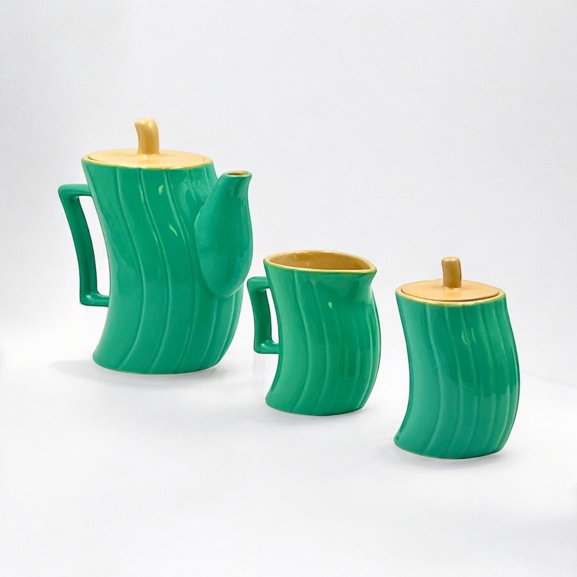 Memphis Naj Oleari Ceramic Tea Set by Massimo Iosa Ghini New Old Stock 1980s im Angebot 2