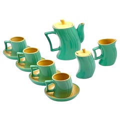 Memphis Naj Oleari Ceramic Tea Set by Massimo Iosa Ghini New Old Stock 1980s