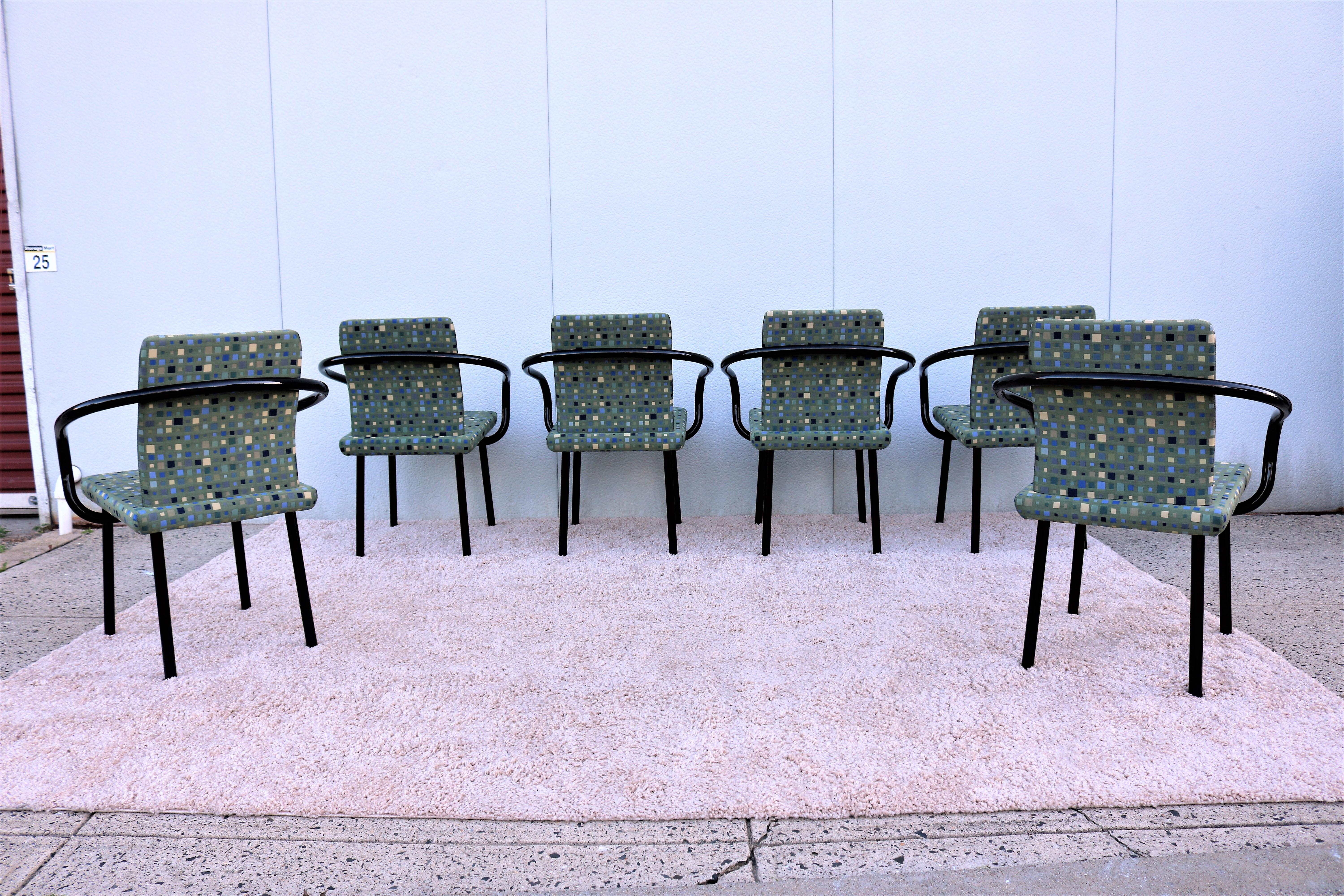 Contemporary Memphis Post-modern Ettore Sottsass for Knoll 1986 Mandarin Chairs, Set of 6