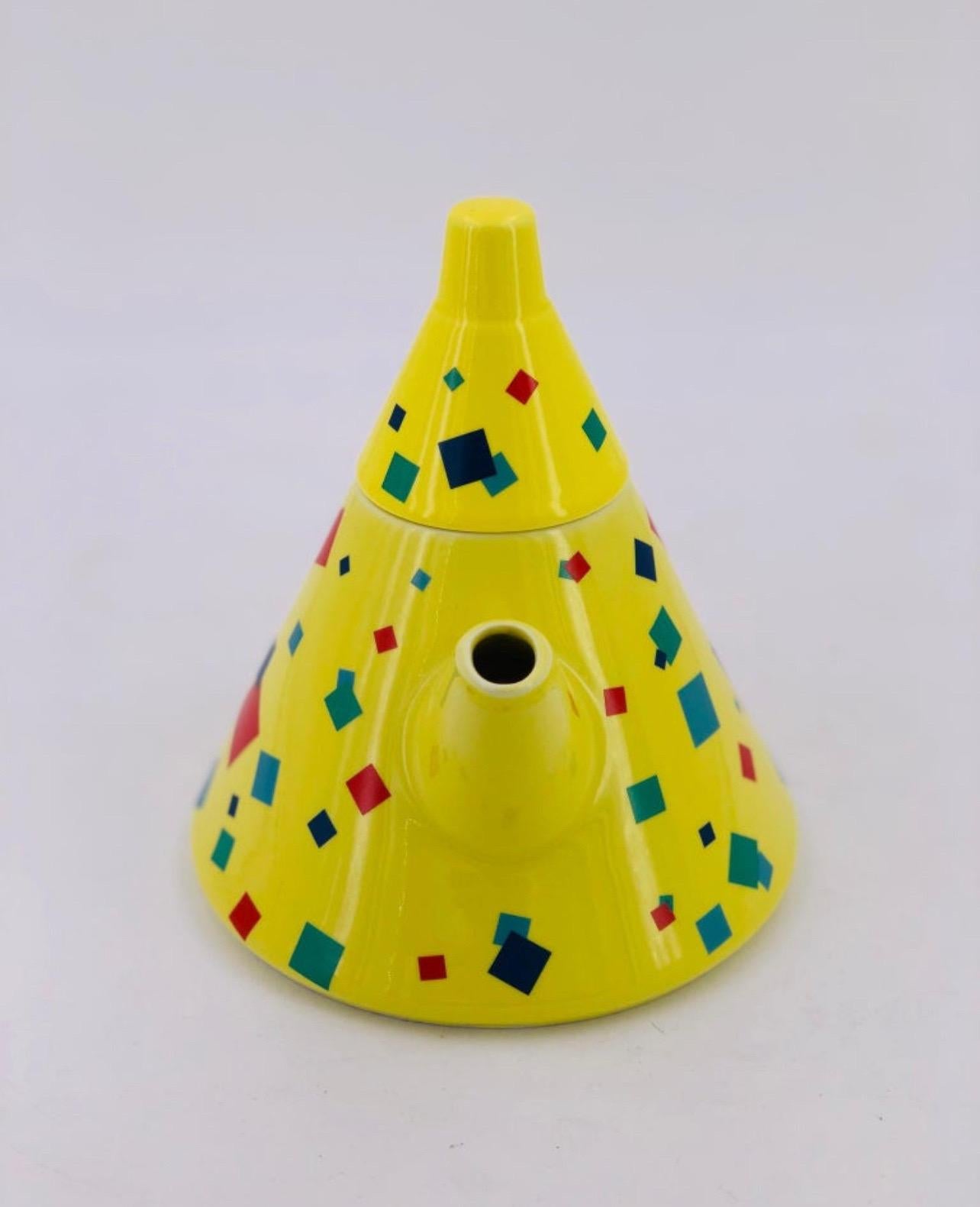 A rare and beautiful porcelain teapot designed by The Toscany Collection Japan circa 1980s, Memphis style design in excellent condition never used.