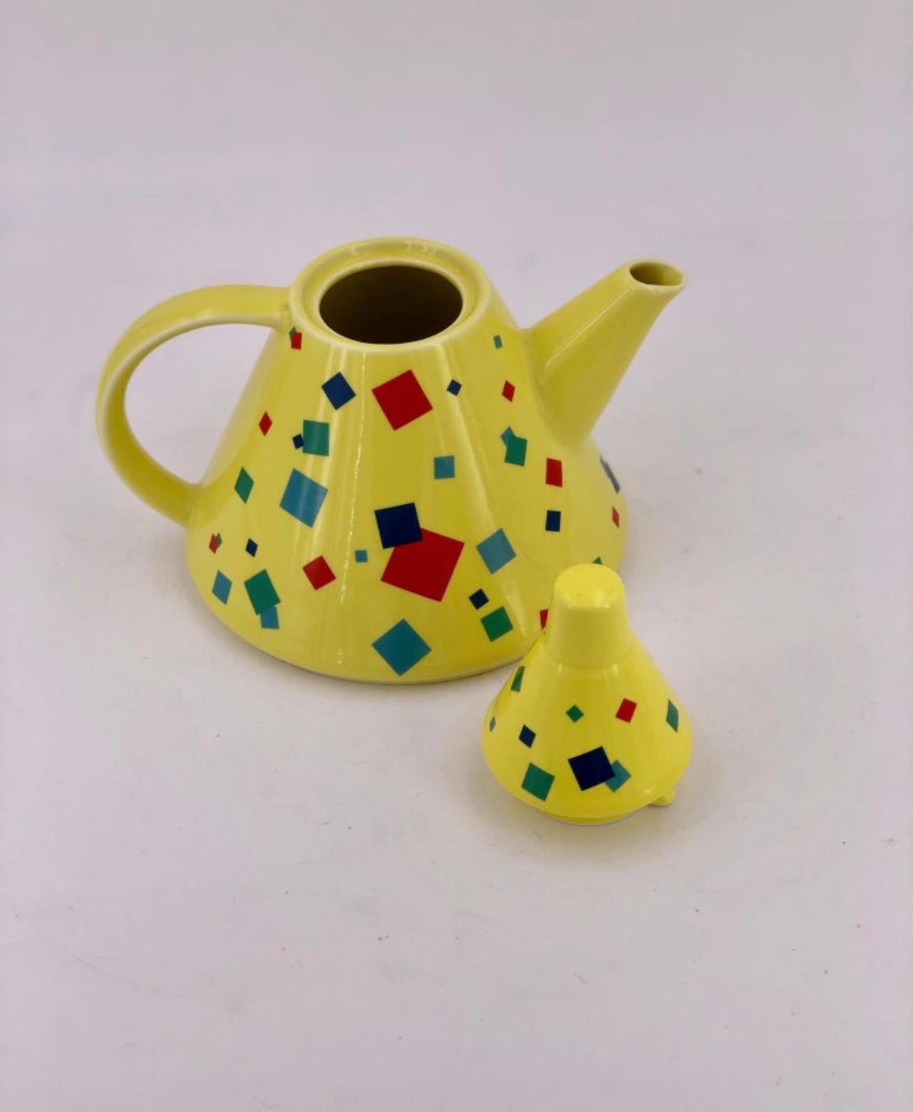 Post-Modern Memphis Postmodern Porcelain Teapot by The Toscany Collection Japan For Sale