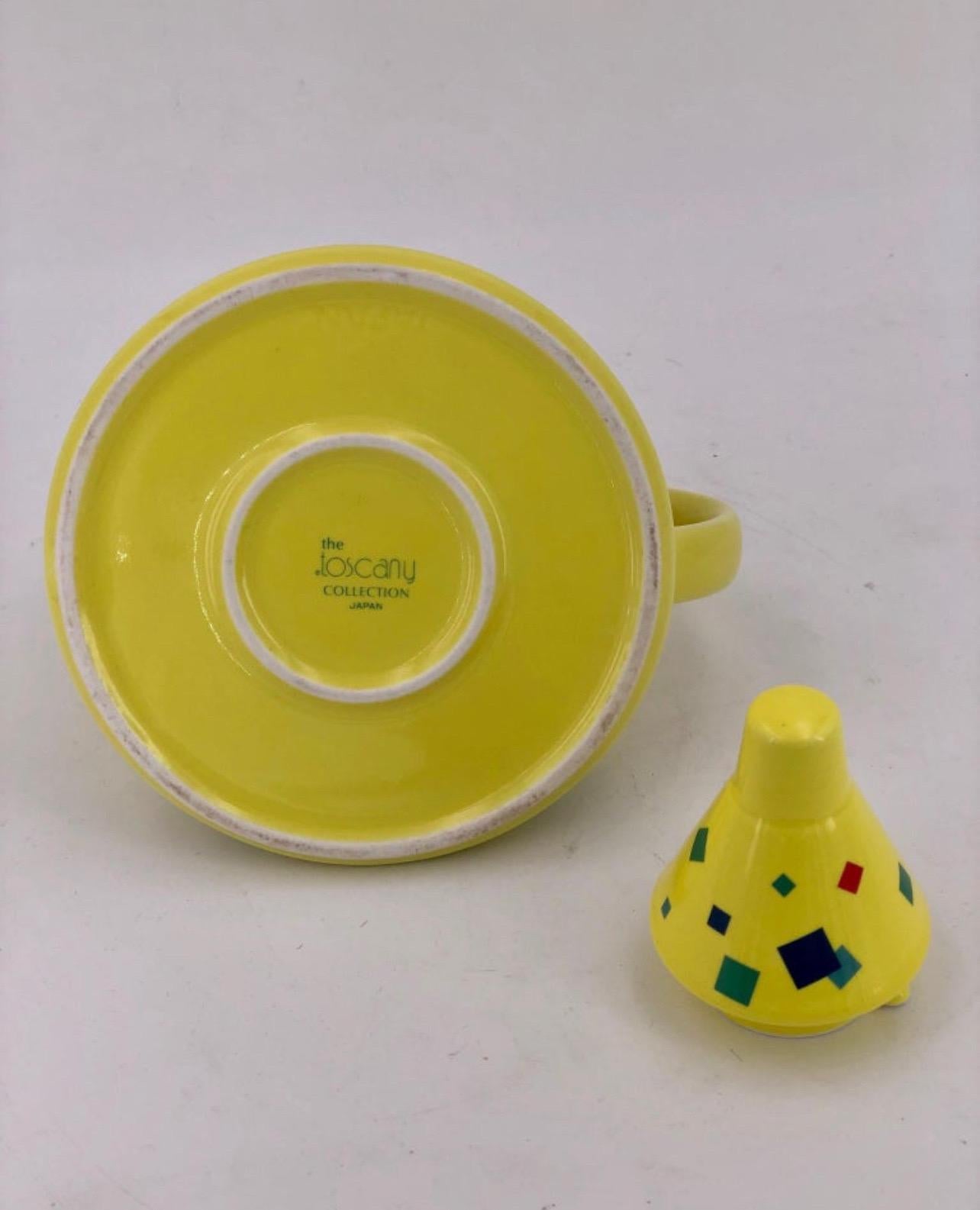 Japanese Memphis Postmodern Porcelain Teapot by The Toscany Collection Japan For Sale