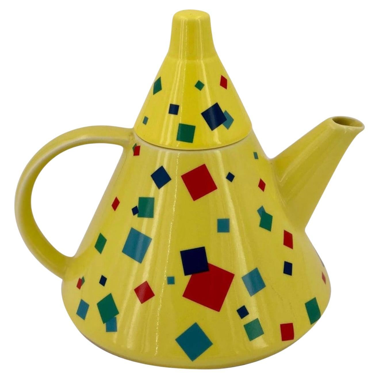 Memphis Postmodern Porcelain Teapot by The Toscany Collection Japan