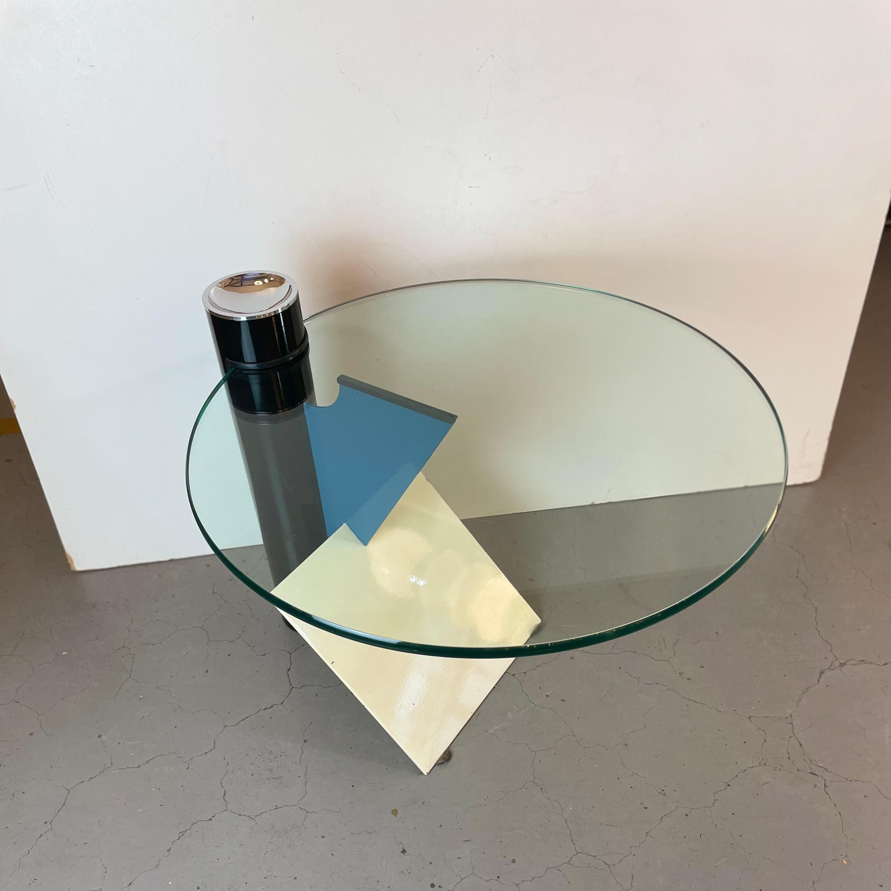 Memphis Postmodern Side Table by Peter Shire for Saporiti, 1980s For Sale 7