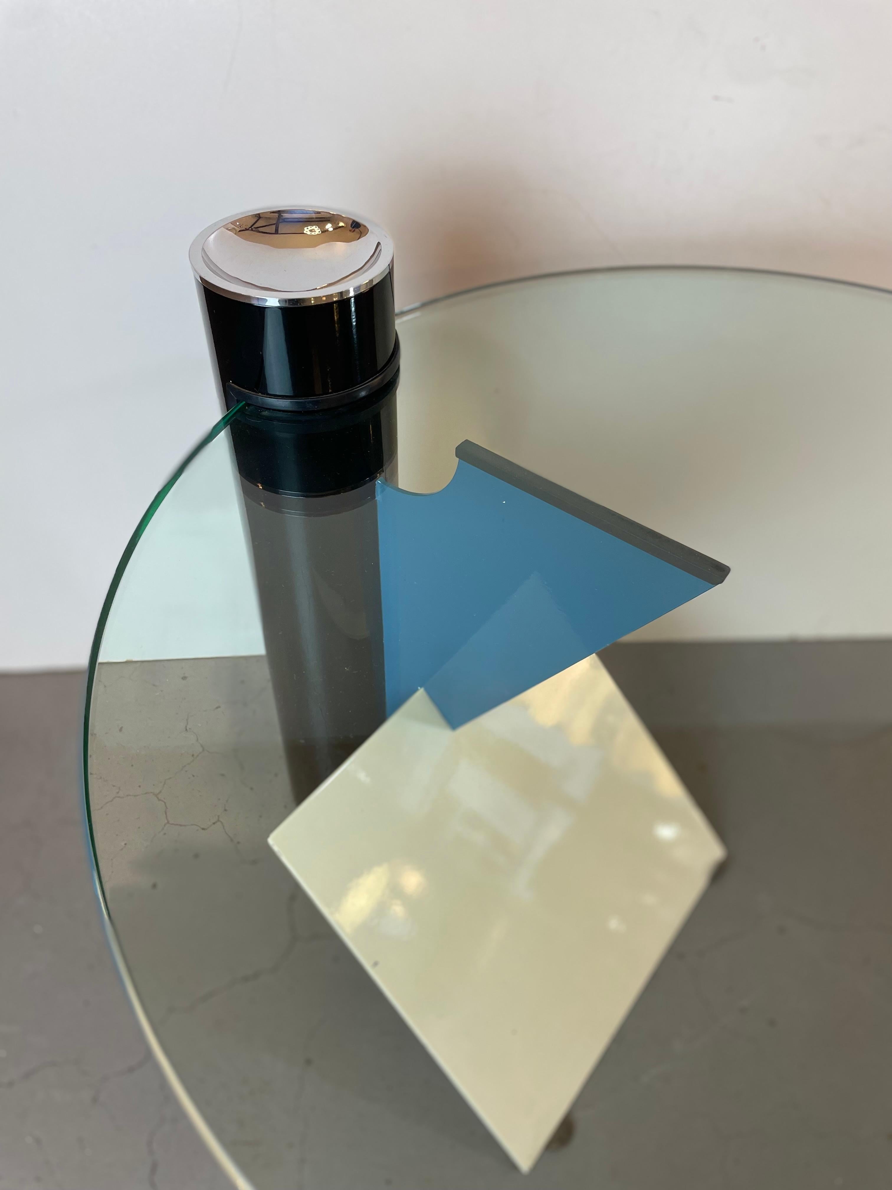 Steel Memphis Postmodern Side Table by Peter Shire for Saporiti, 1980s For Sale