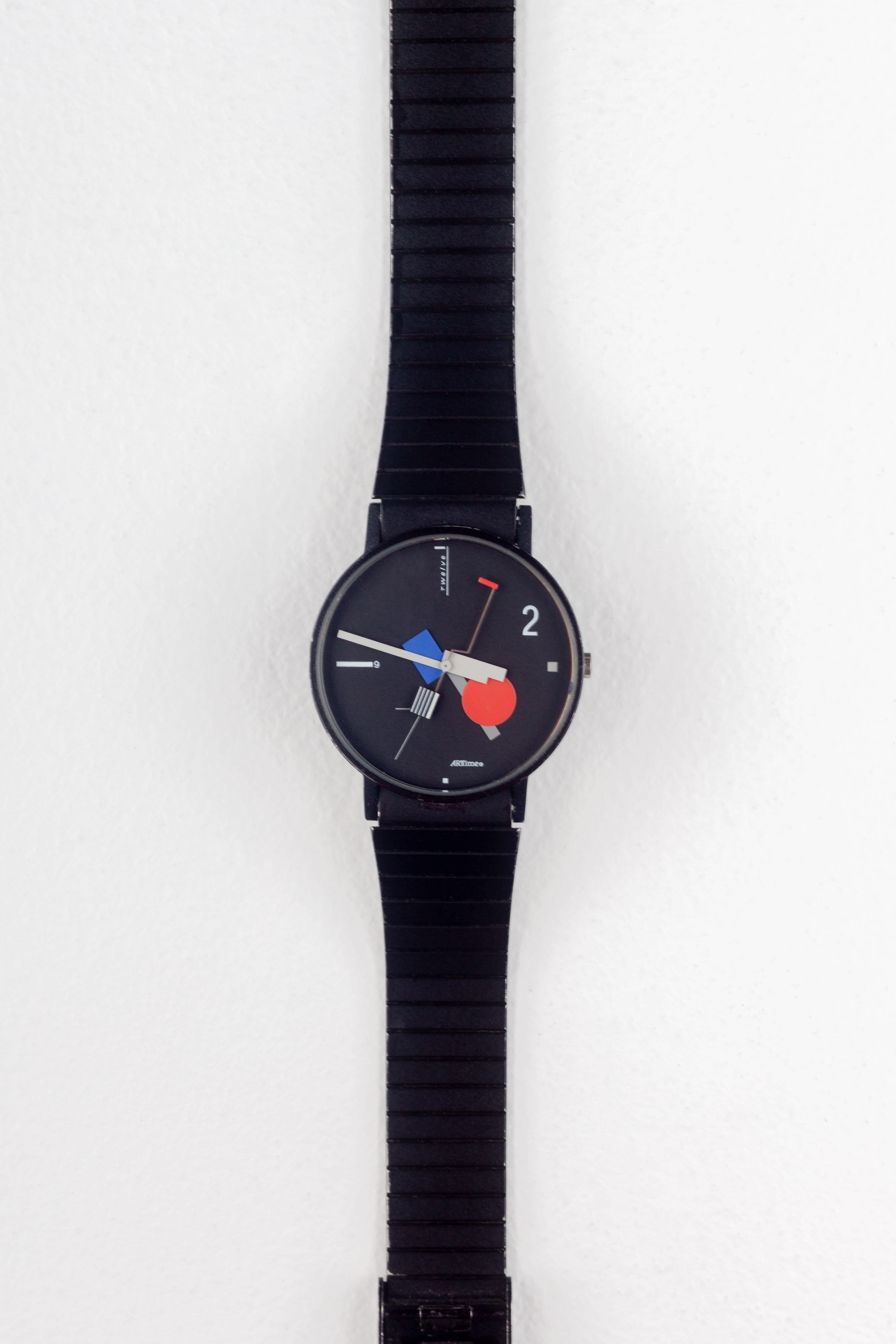 Metal Memphis Postmodern Wristwatch by Nicolai Canetti for Artime, 1986 Swiss made For Sale
