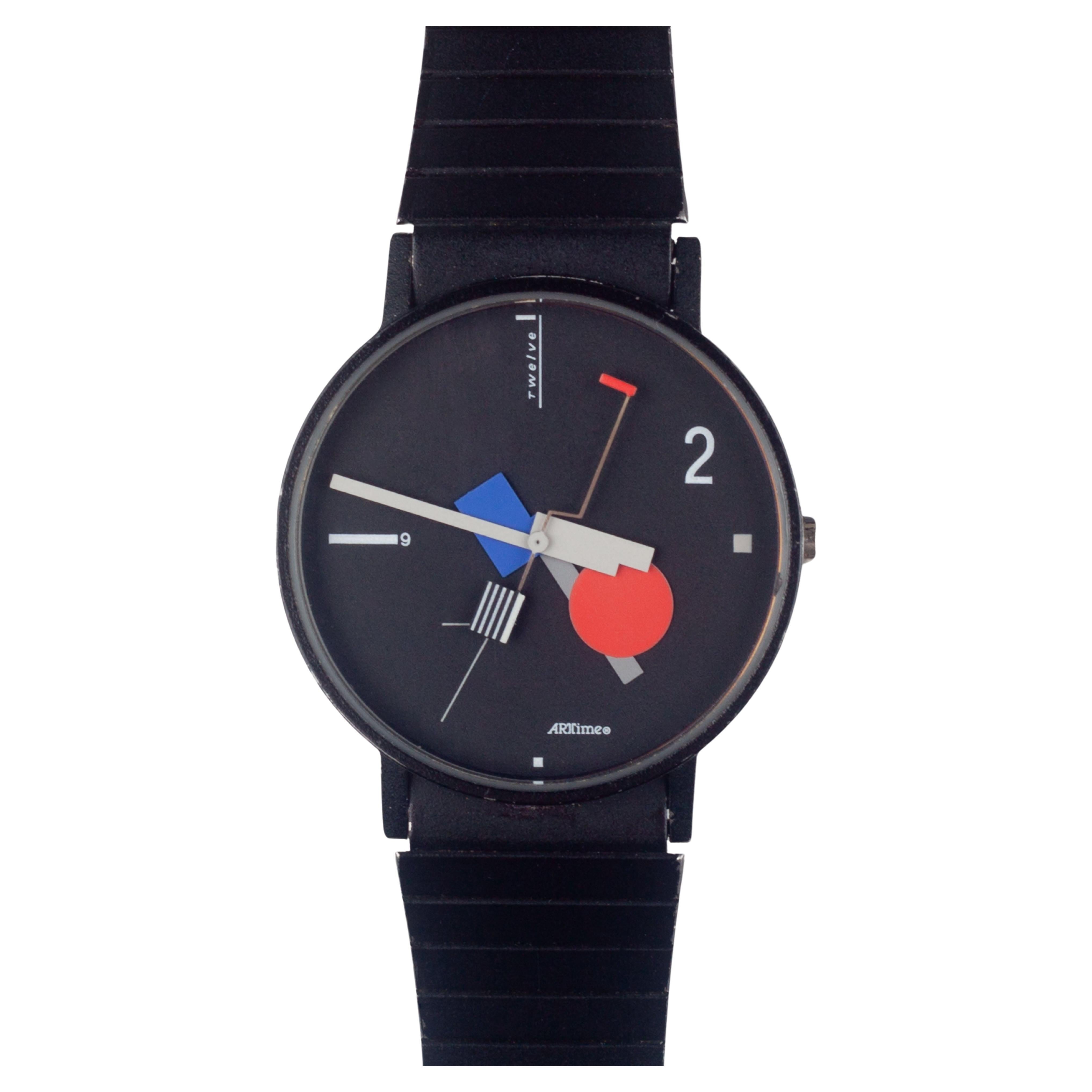 Postmoderne Memphis-Armbanduhr von Nicolai Canetti für Artime, 1986, Schweizer hergestellt im Angebot