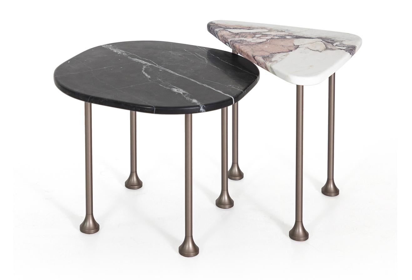 Modern Memphis Side Table - a Minimal Geometric Square Marble Table For Sale