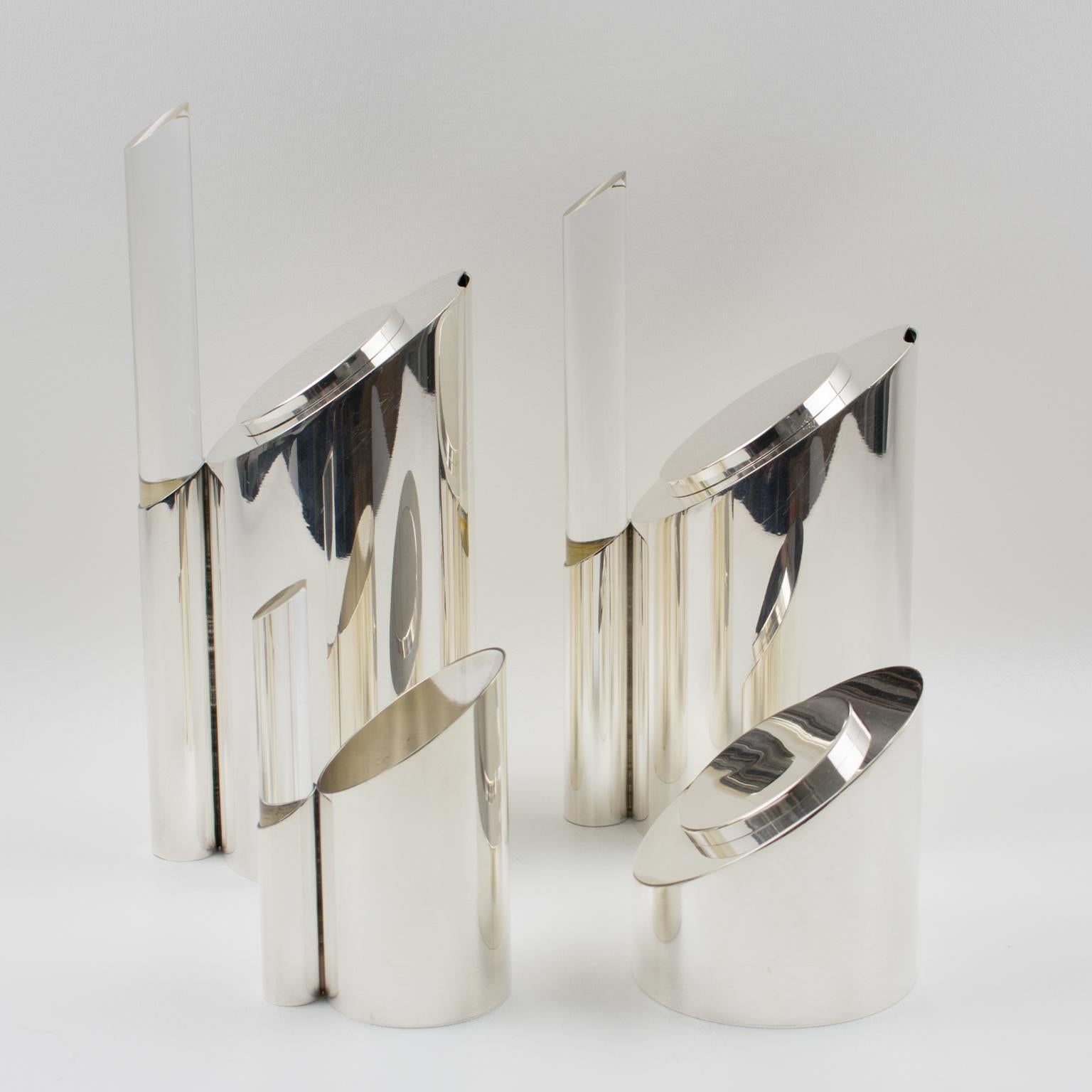 Memphis Silver Plate and Lucite Tea and Coffee Service by Guildart, circa 1980 For Sale 8