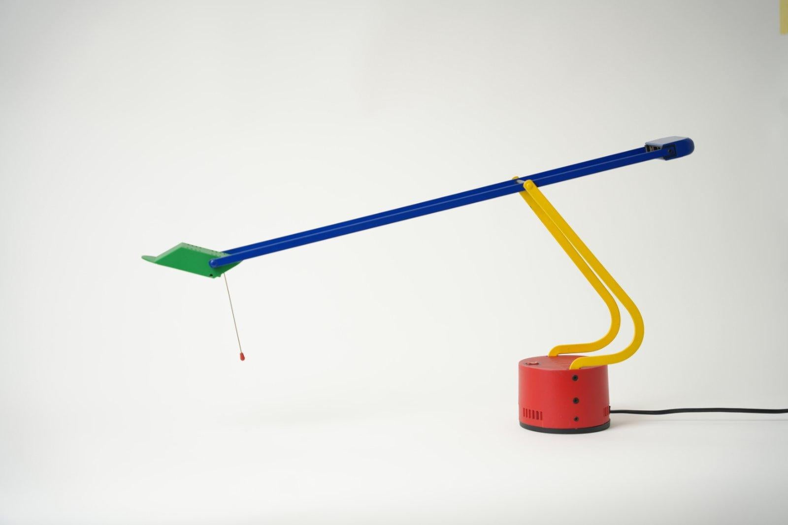 Memphis Stilplast Halogen Adjustable Table Lamp Italy 1980s For Sale 1
