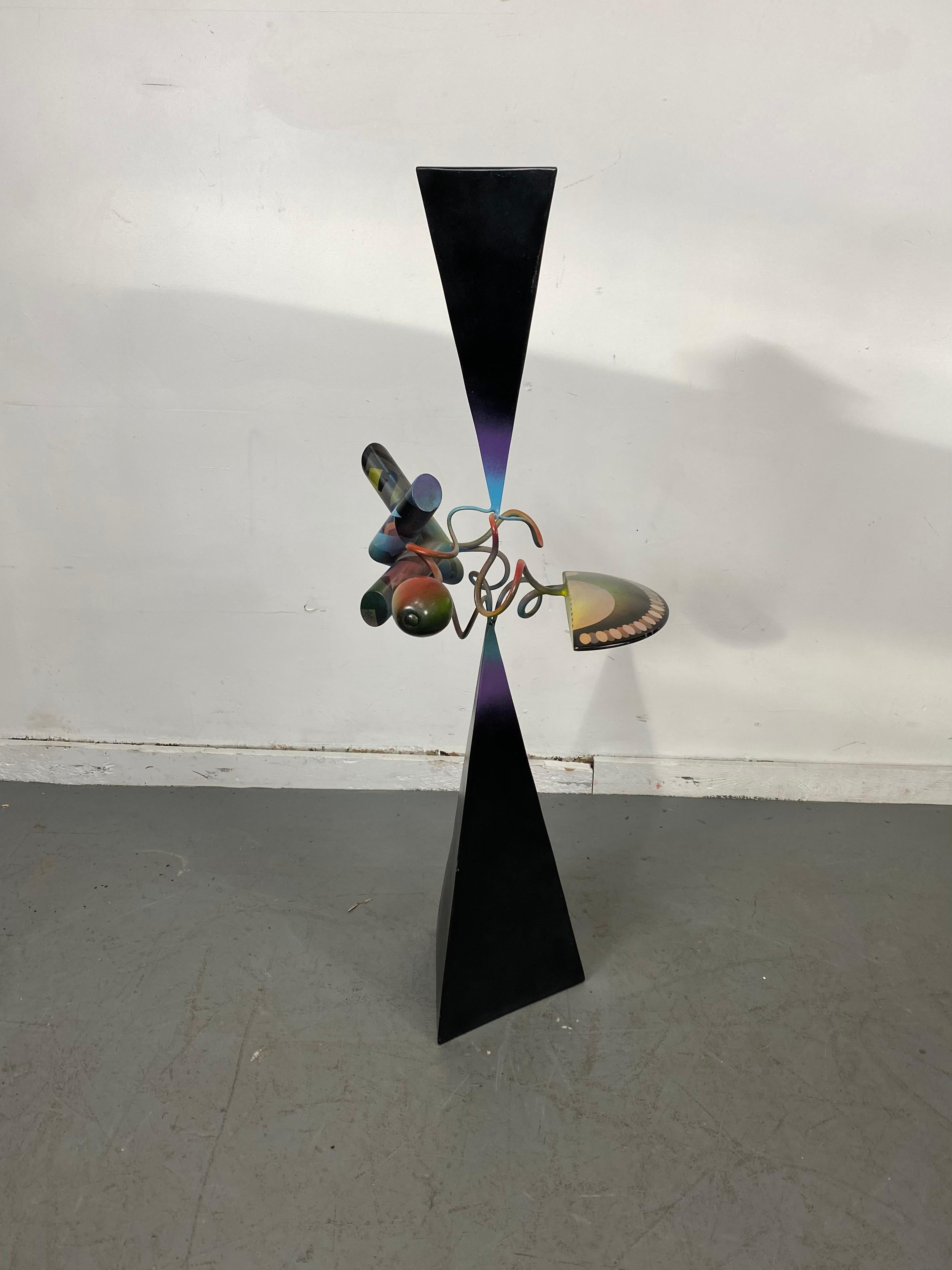 Folk Art Memphis Style Abstract Free-Standing Welded Steel Sculpture by Jerry Dodd For Sale