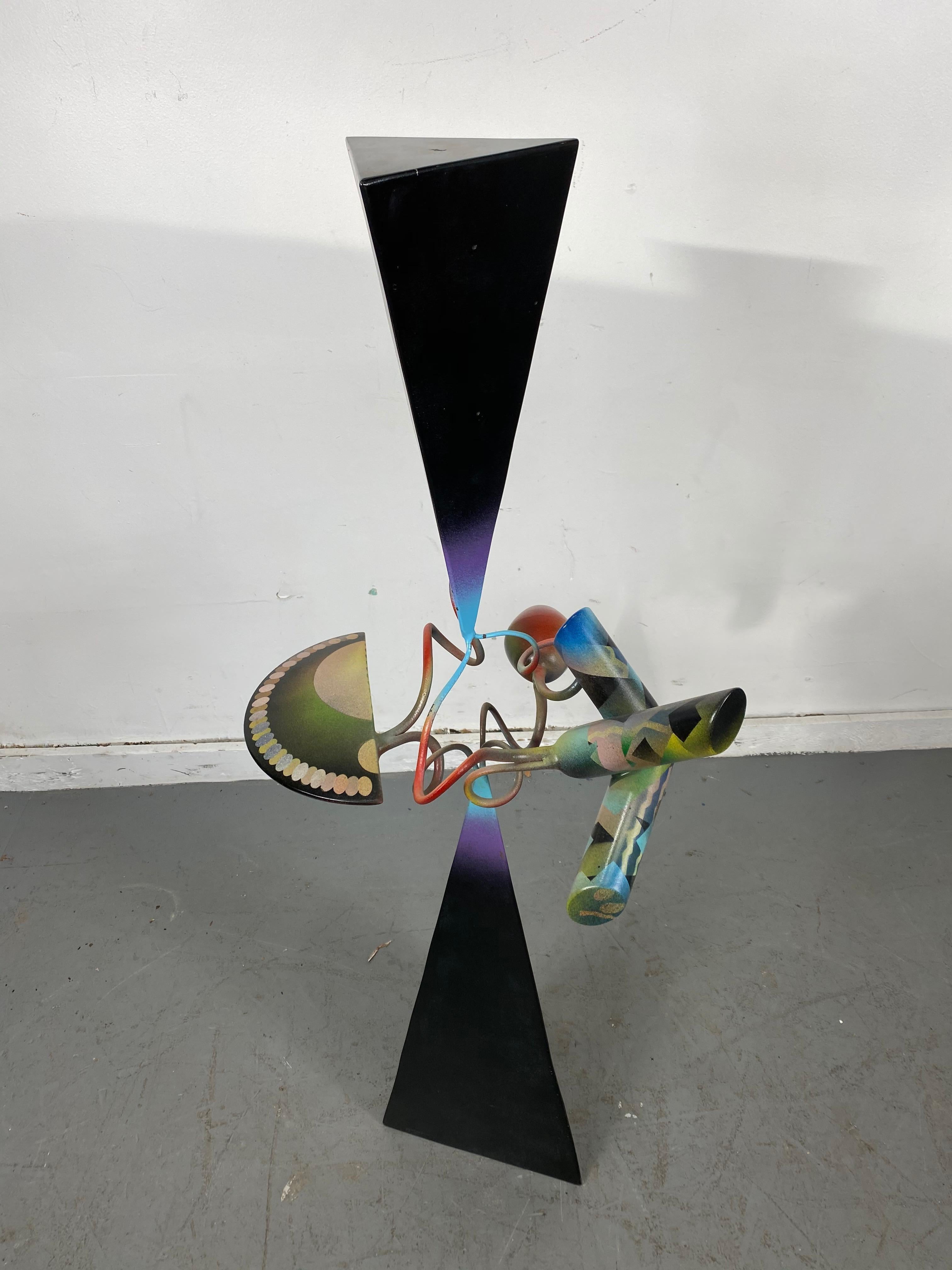 American Memphis Style Abstract Free-Standing Welded Steel Sculpture by Jerry Dodd For Sale
