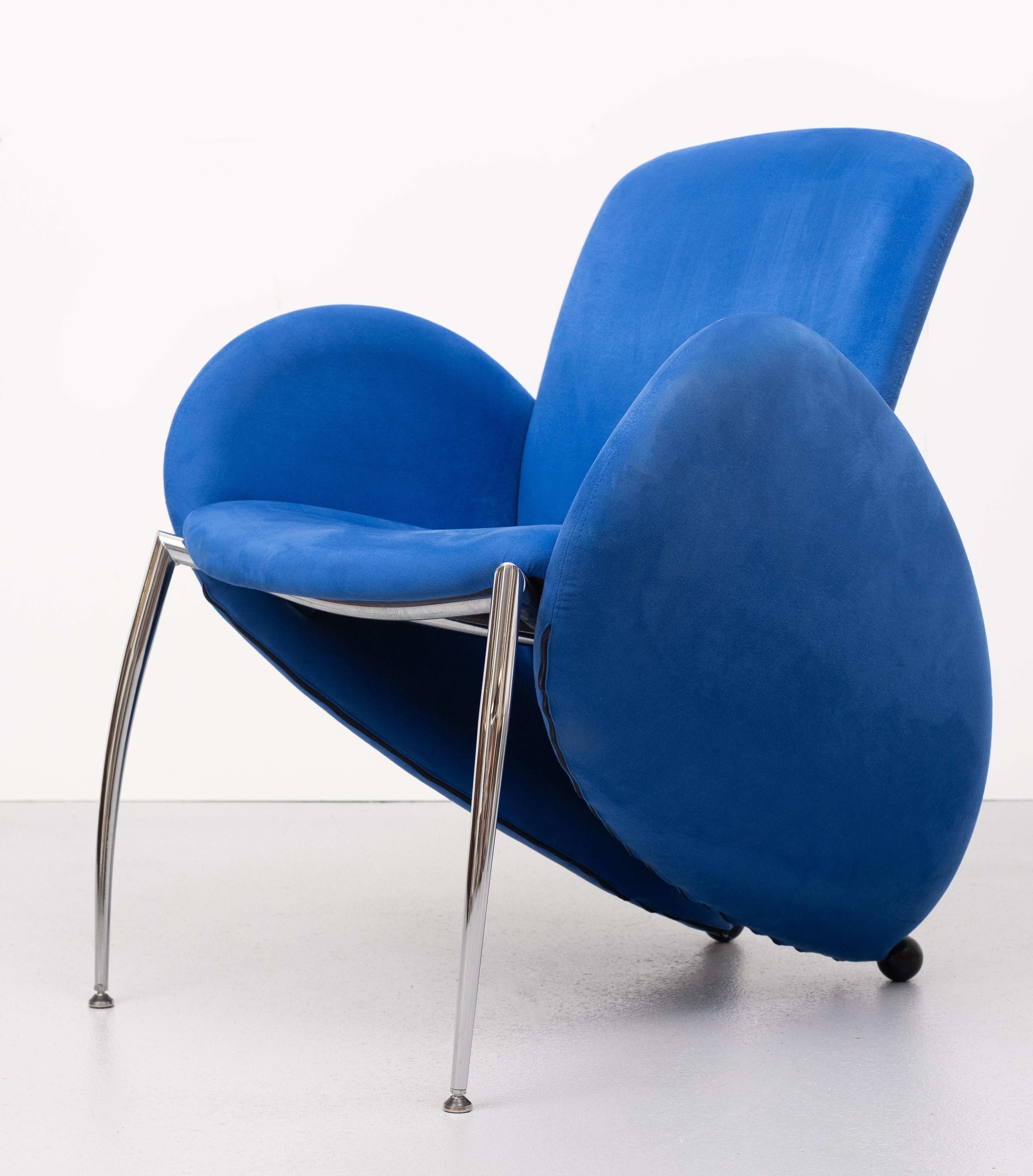 Suede Memphis Style Arm Chair, 1980s