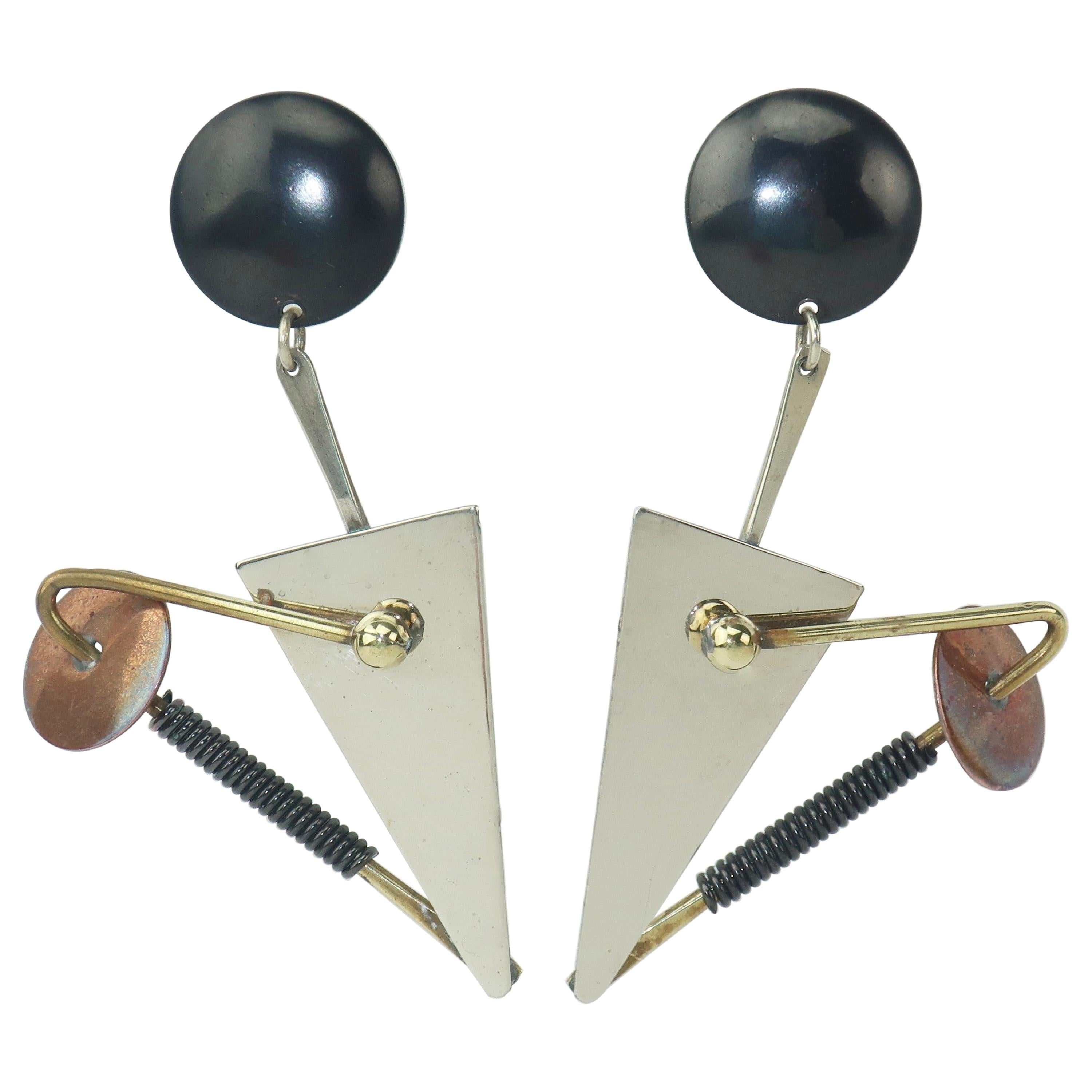 Memphis Style Atomic Geometric Earrings, 1980
s