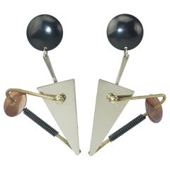 Memphis Style Atomic Geometric Earrings, 1980's