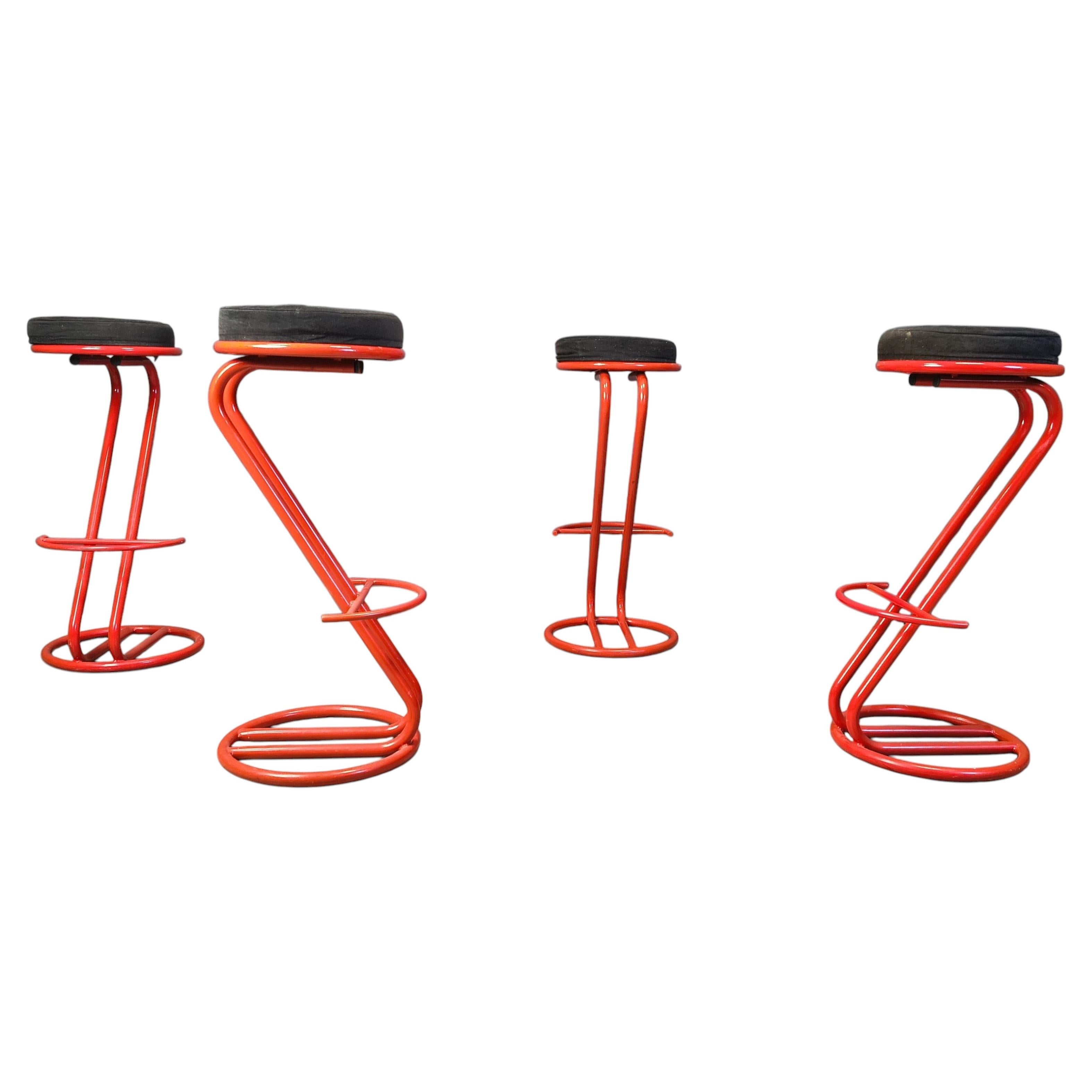 Tabourets de bar de style Memphis, années 1980 – lot de 4