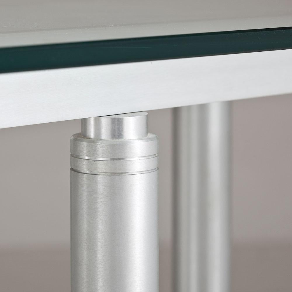 Mid-Century Modern Memphis Style Brushed Steel Console Table, 1980s