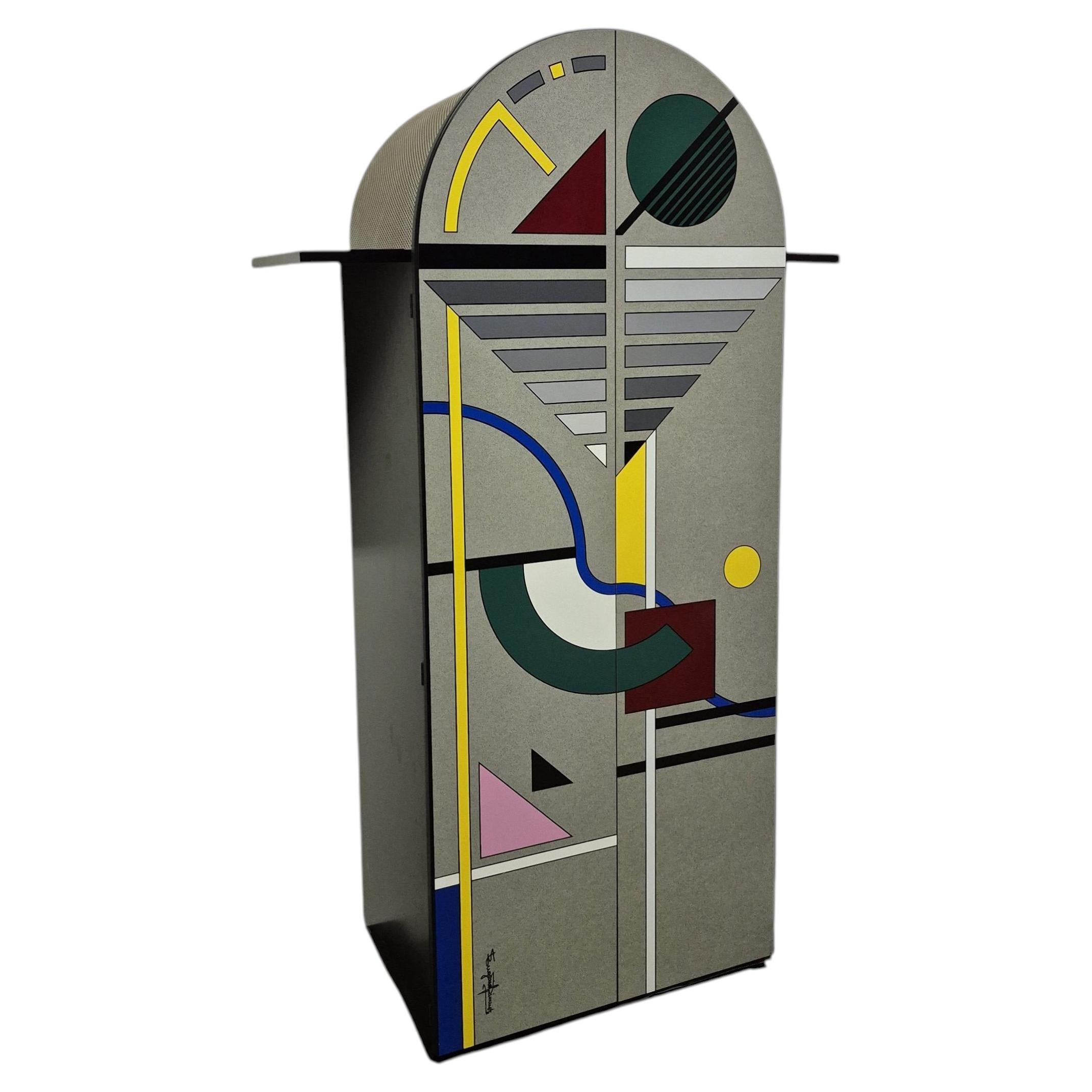 Memphis Style Tall Cabinet by Eugenio Pinuer, Colorful Design, 1980s