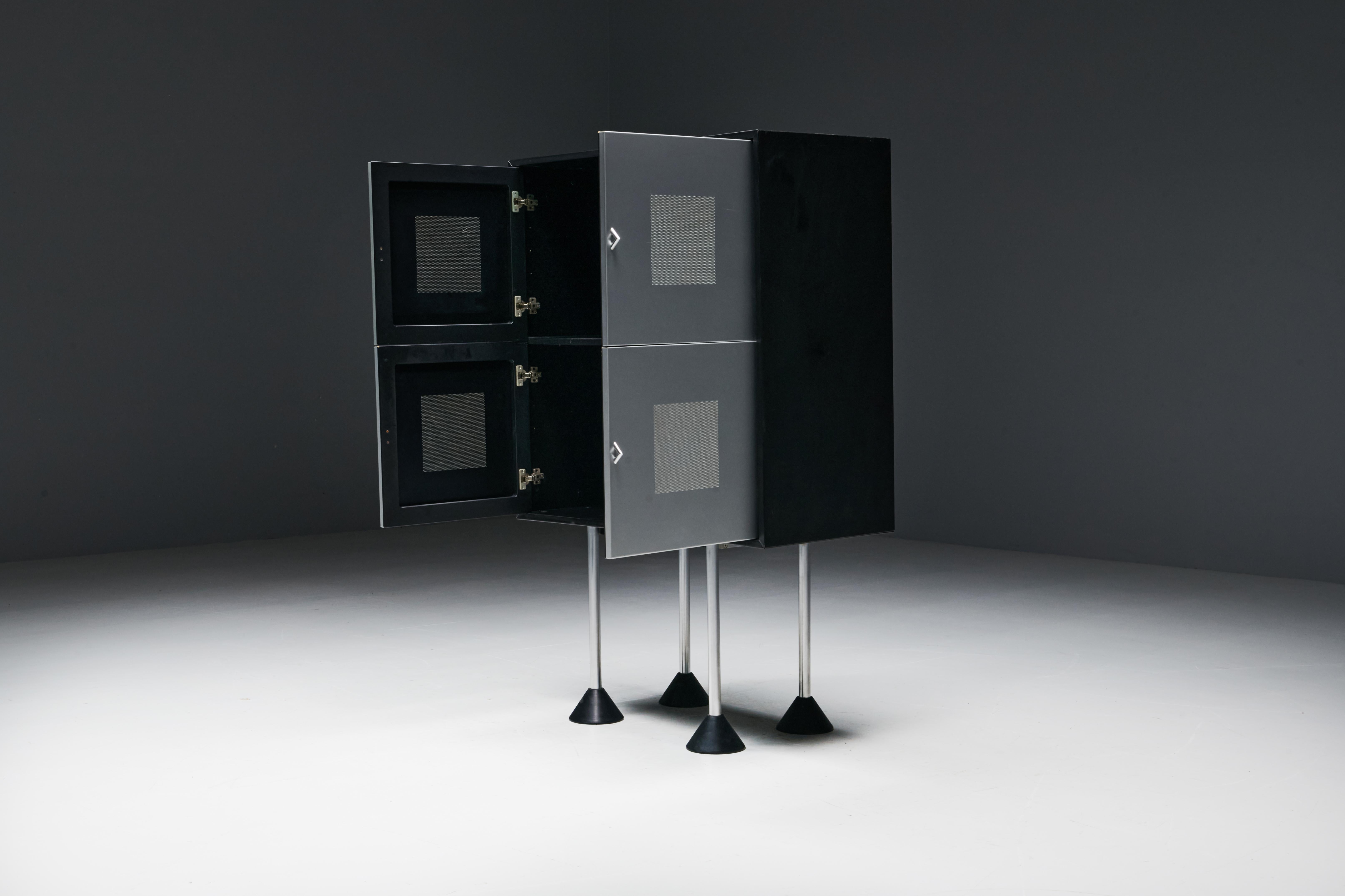 Metal Memphis Style Cabinet by Gerard Van Den Berg for Pastoe, Netherlands, 1980s For Sale