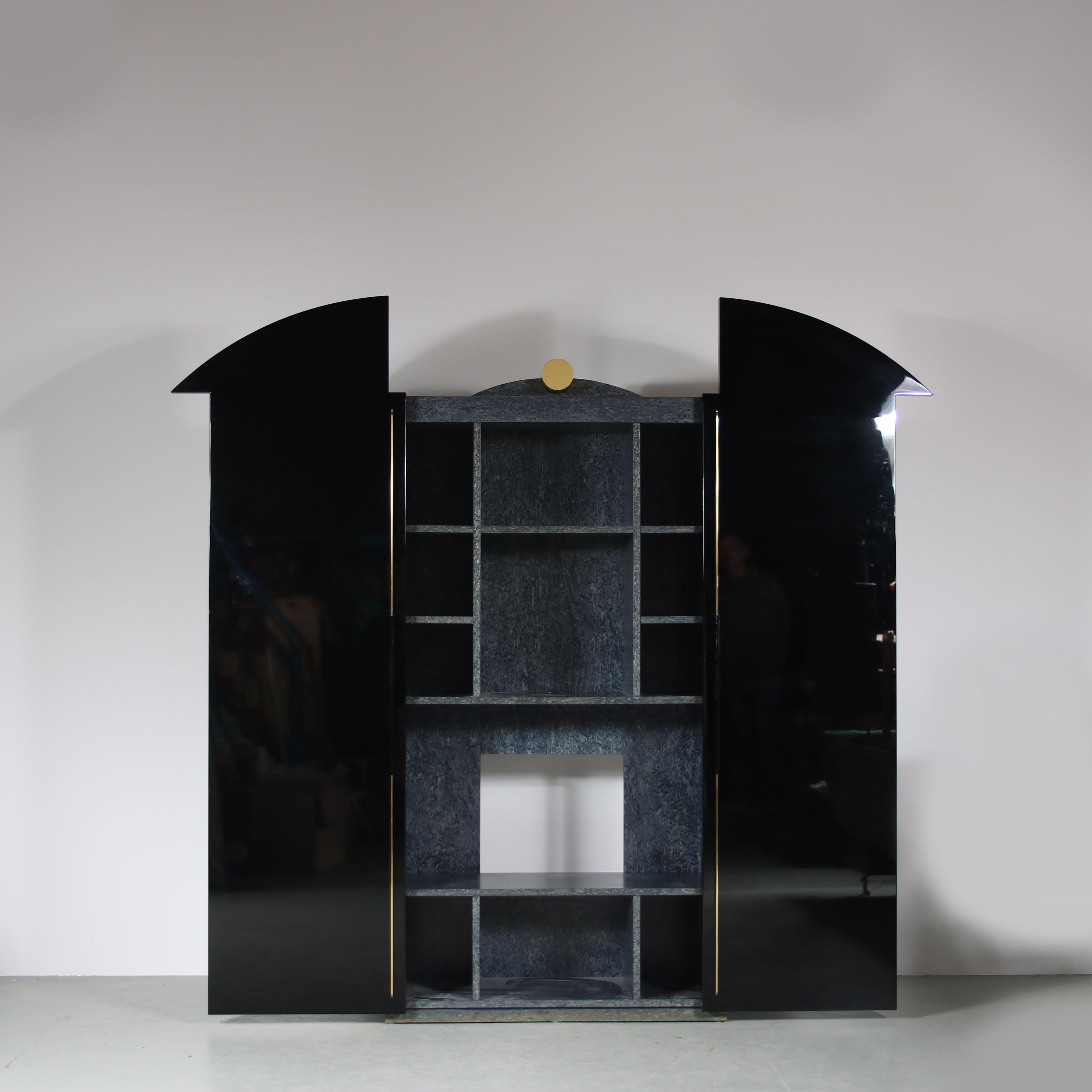 Brass Memphis Style Cabinet by Peter Maly for Interlübke, Germany, 1980