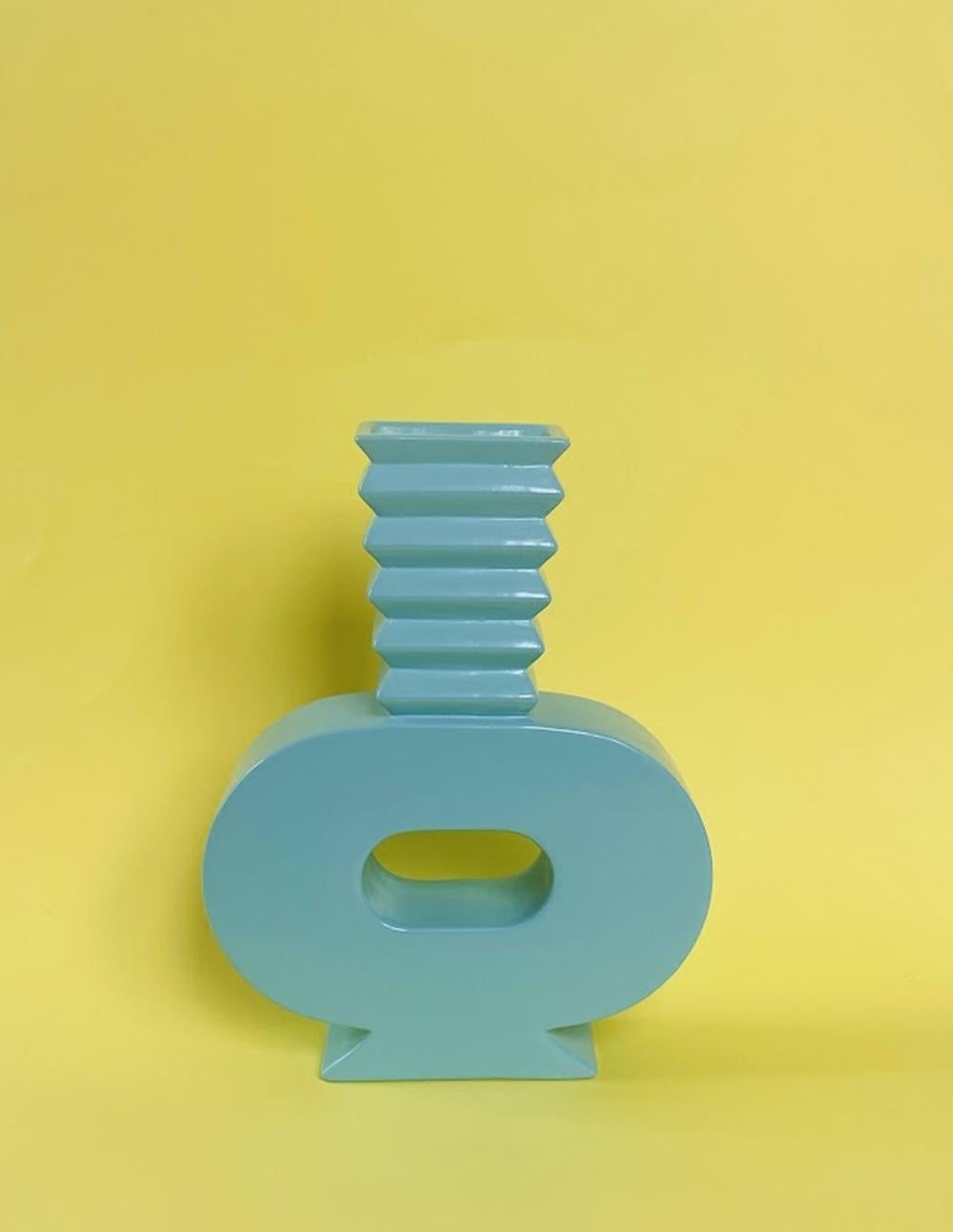 Crafted by Florio Keramia, the Memphis Style Ceramic Vase 