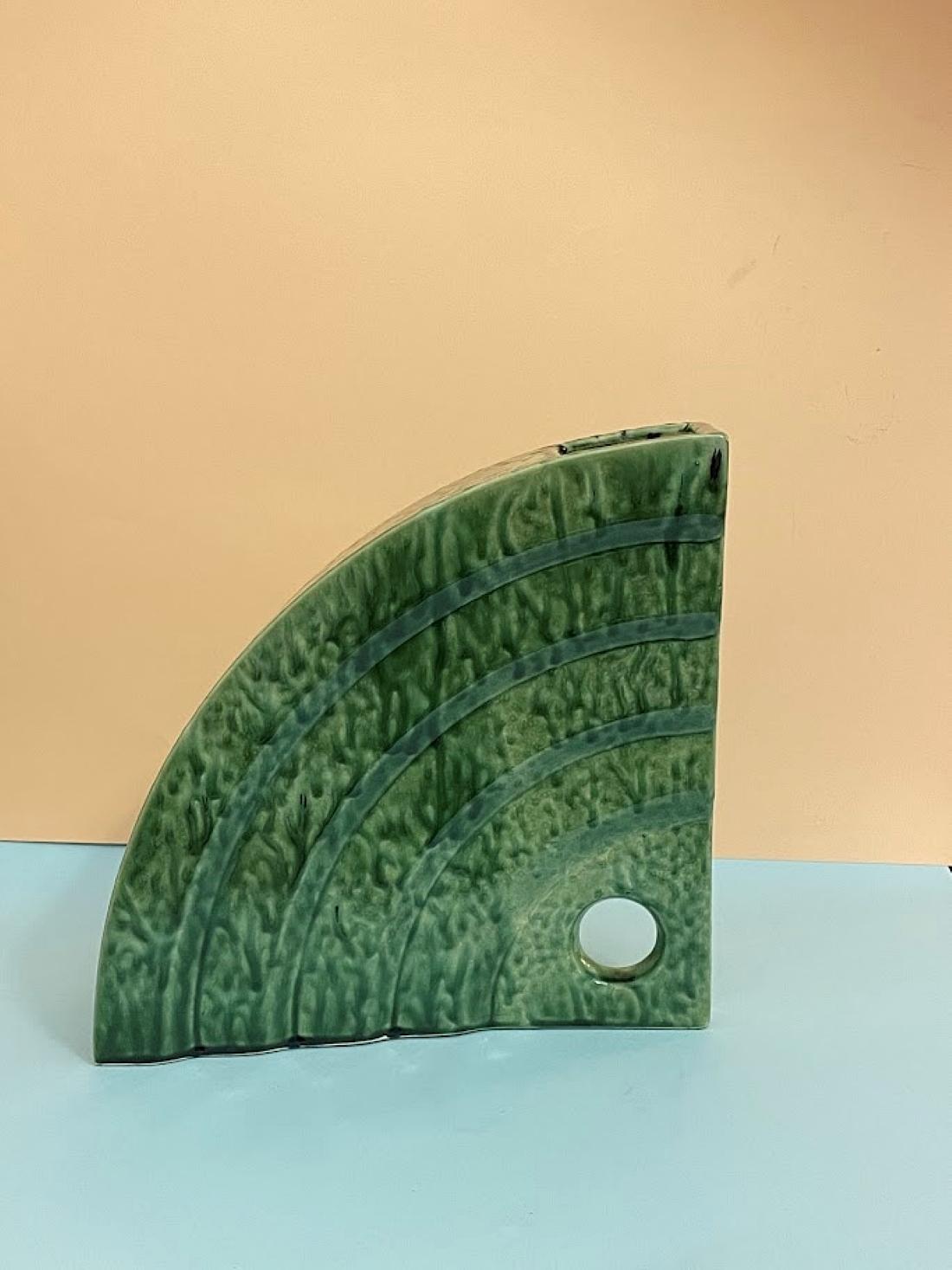 Late 20th Century Memphis Style Ceramic Vase Shell by Florio Keramia For Sale