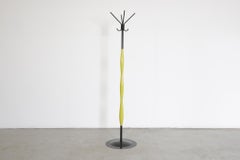 Memphis Style Chartreuse and Black Enameled Metal Standing Coat Tree
