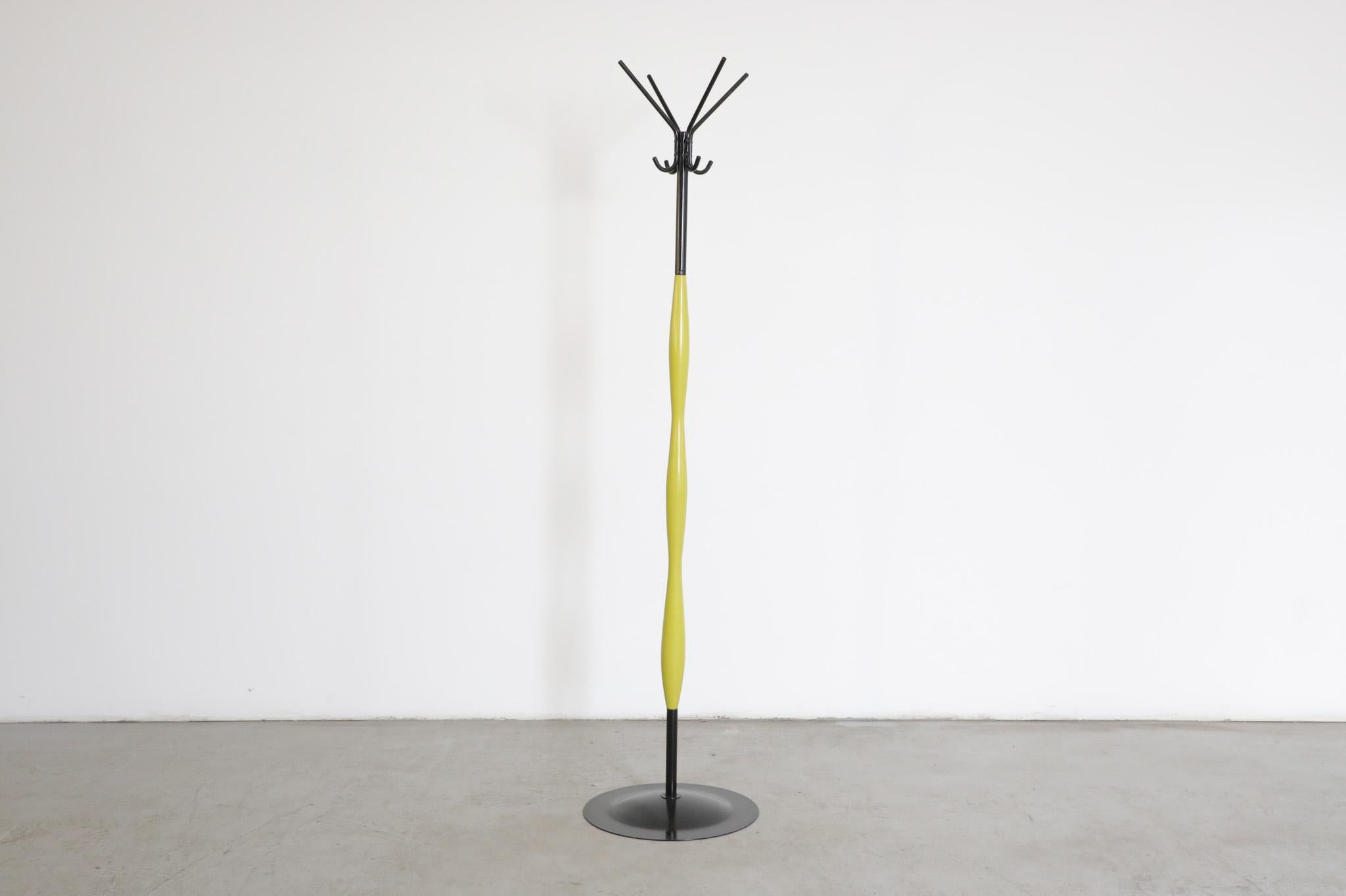 Mid-Century Modern Memphis Style Chartreuse and Black Coat Tree For Sale