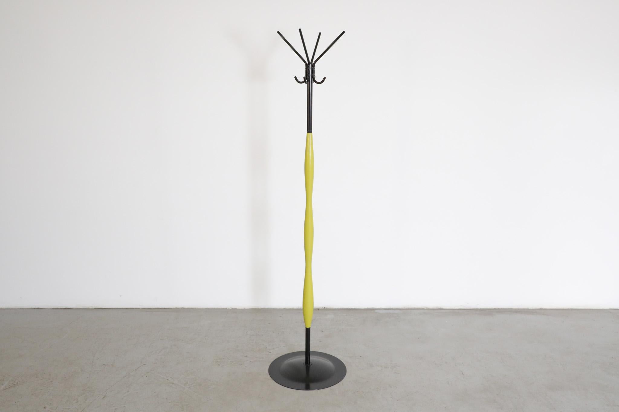 Enameled Memphis Style Chartreuse and Black Coat Tree For Sale