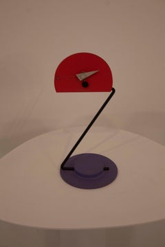 Memphis Style Constructivism 1980 Aluminum Shelf Clock by Nicolai Canetti Modern