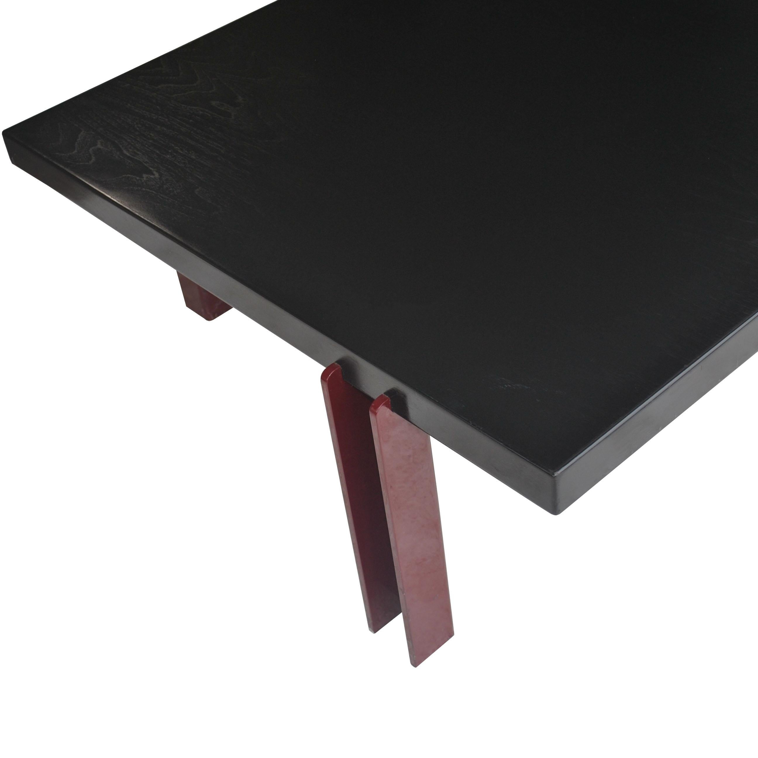 20th Century Memphis Style Ebonized Coffee Table For Sale