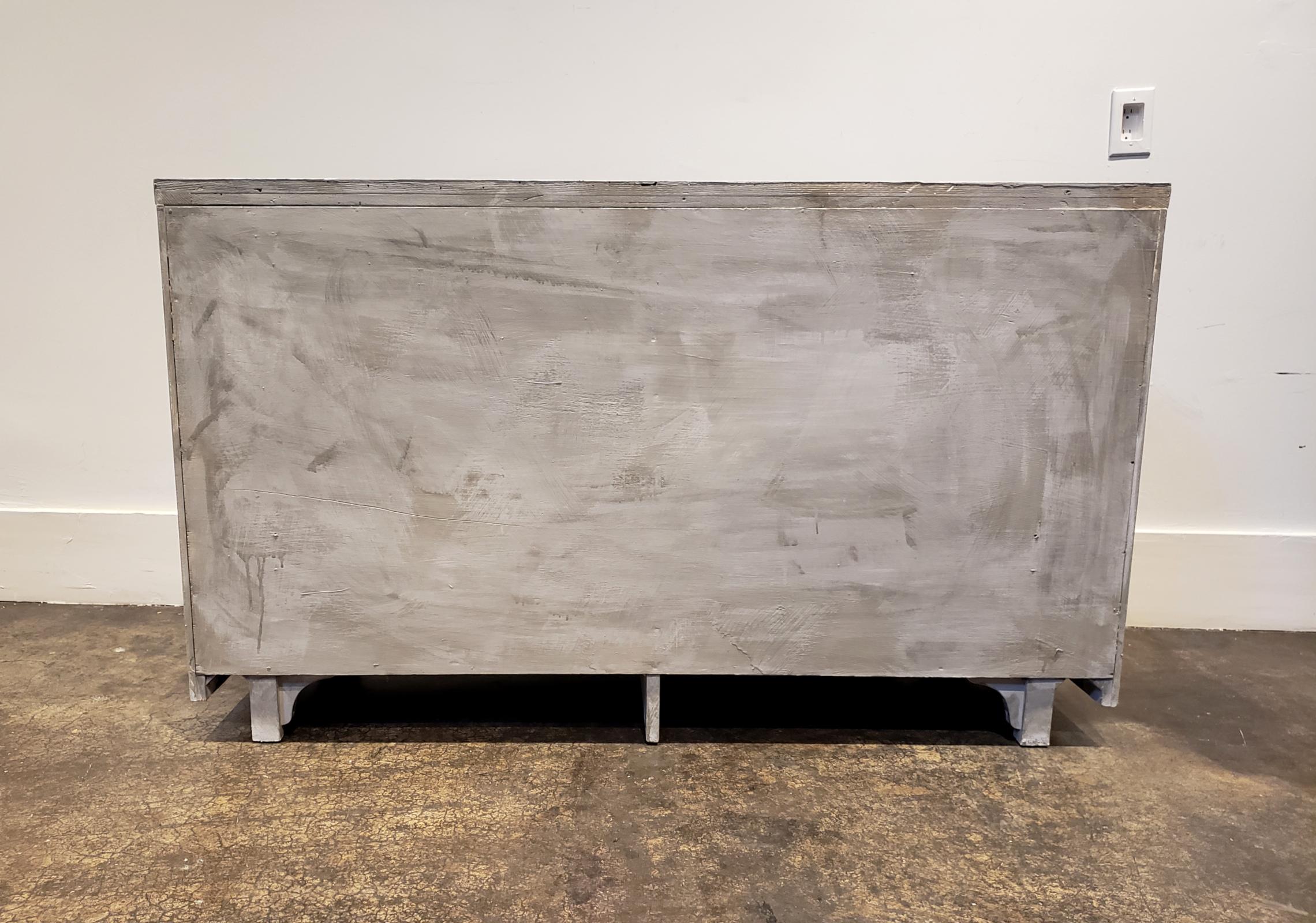Memphis Style Faux Concrete Dresser with Brass Pulls In Good Condition For Sale In Dallas, TX