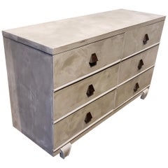 Memphis Style Faux Concrete Dresser with Brass Pulls
