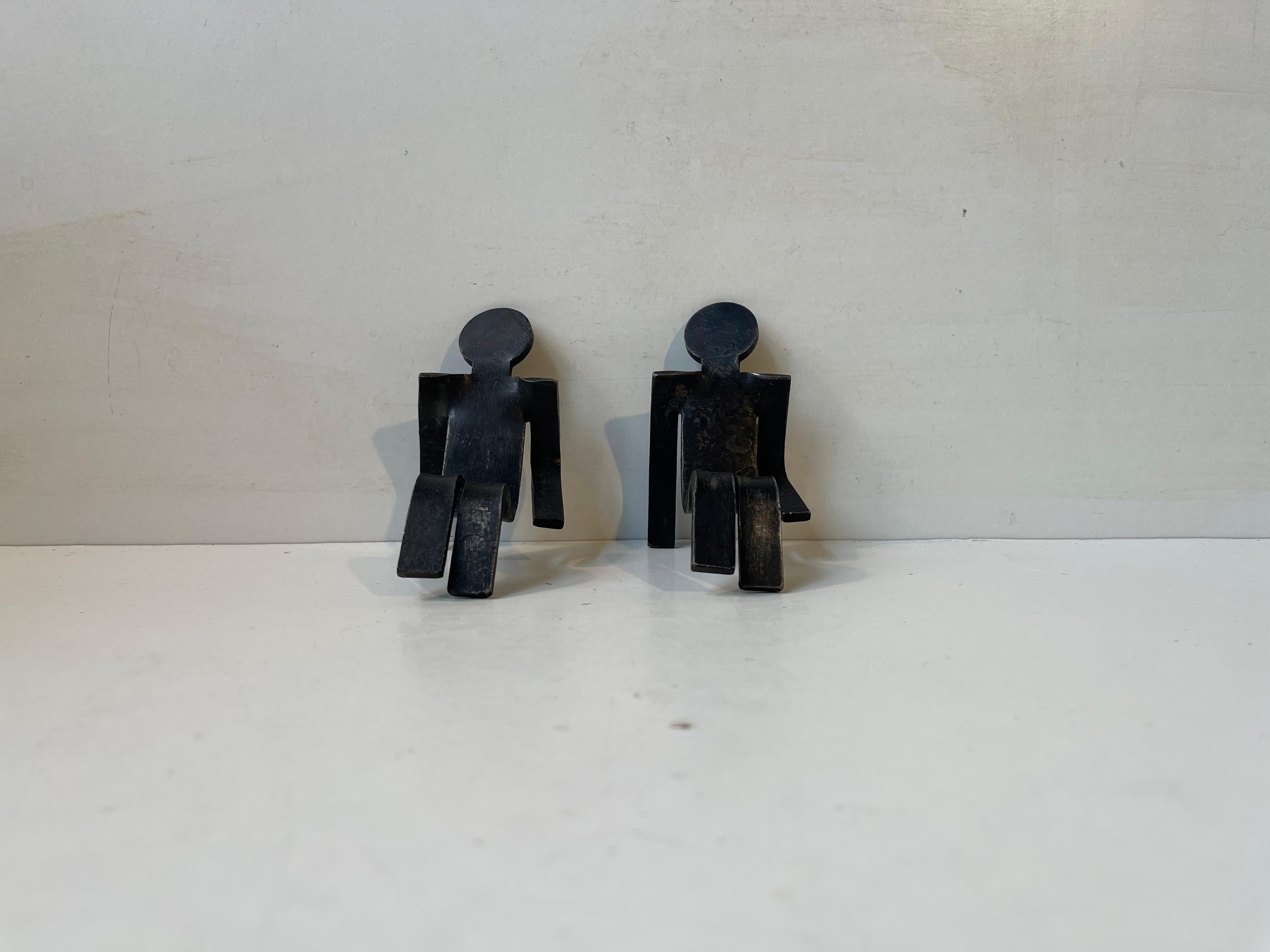 Danish Memphis Style Figural Bookends in Bend Steel, 1980s, set of 2 For Sale